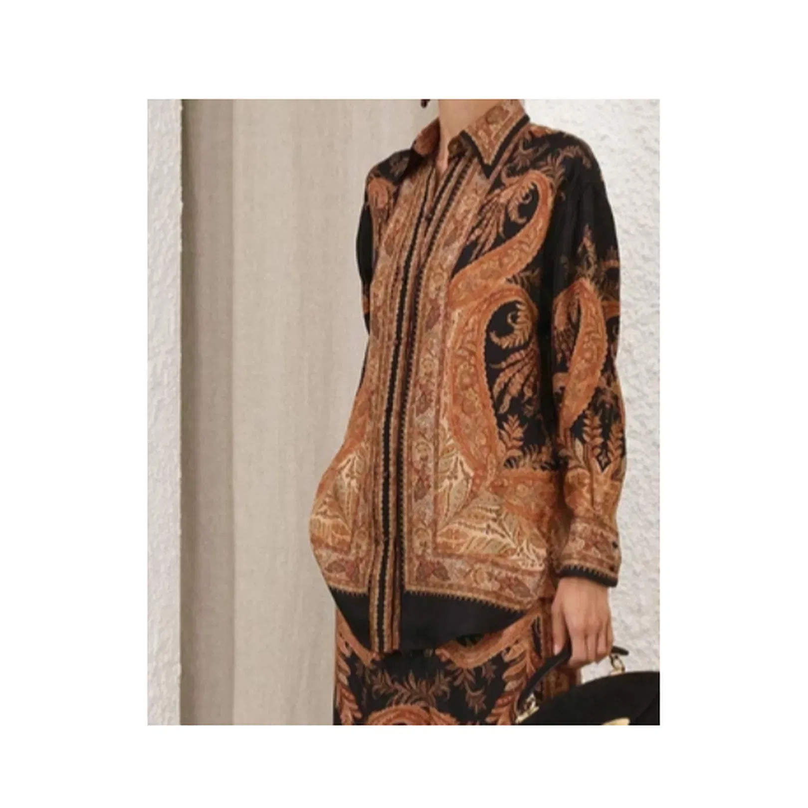 Hypnotic Satin Shirt Denim Paisley