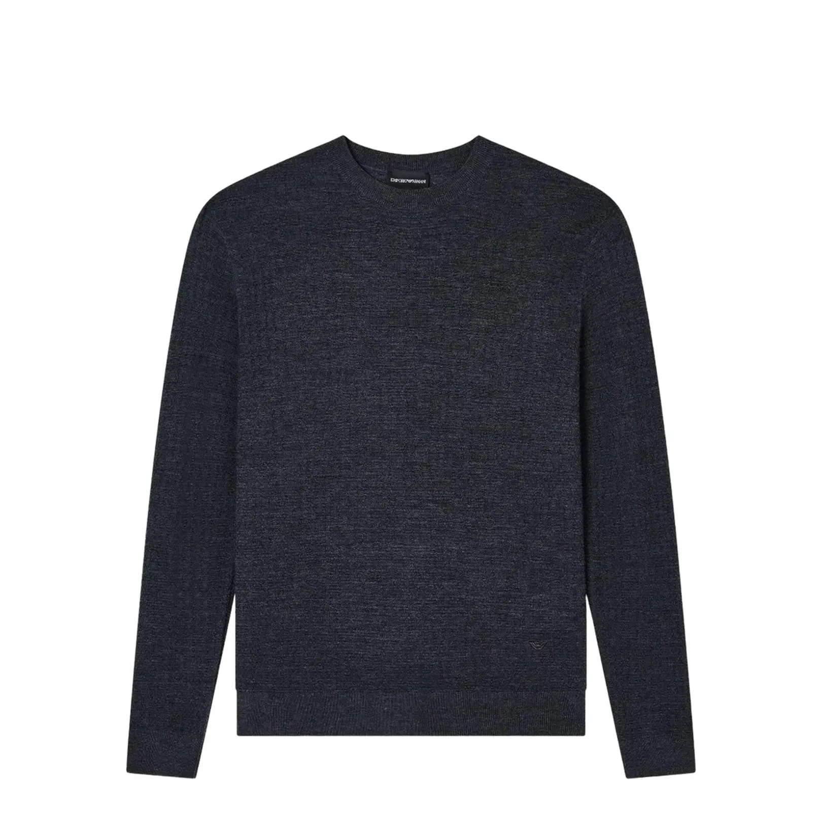 Dark Grey Textured Knit Round Neck Long Sleeve Top