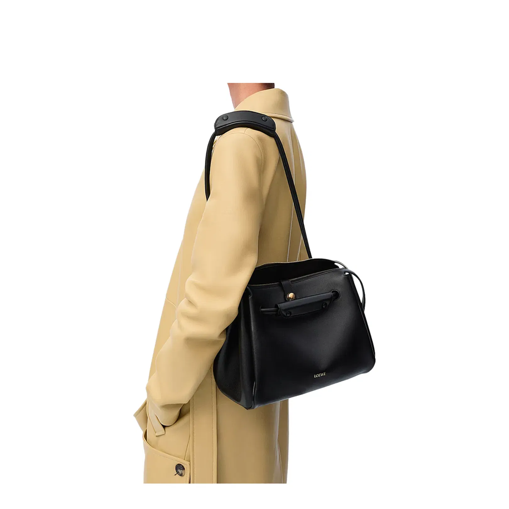 Madrid Medium Calfskin Shoulder Bag - Black