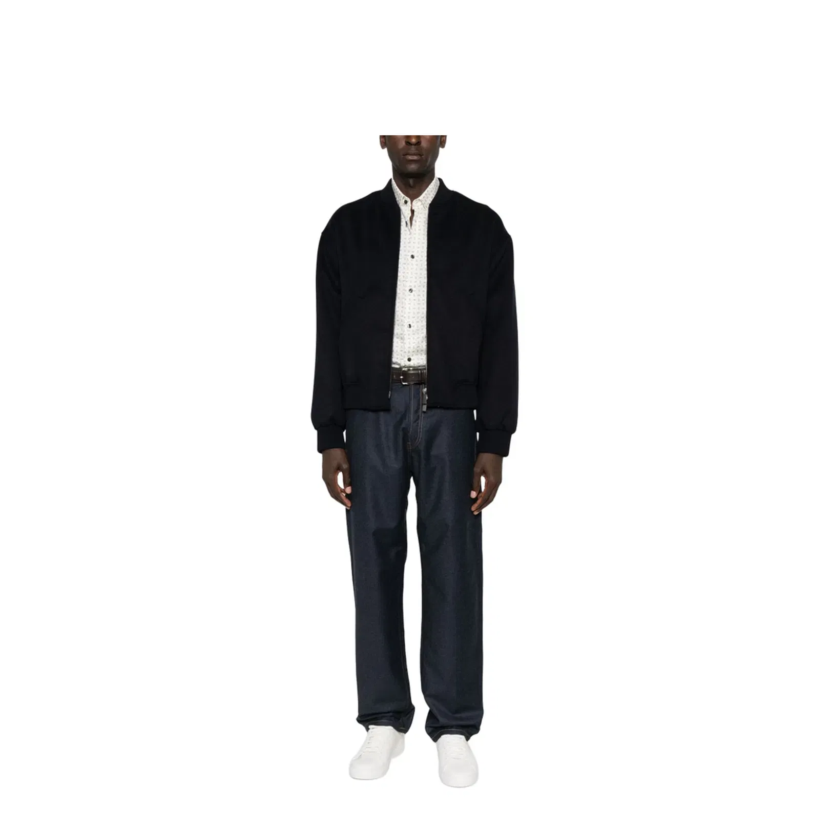 Black Ribbed Hem and Cuffs Zip Fastening Jacket