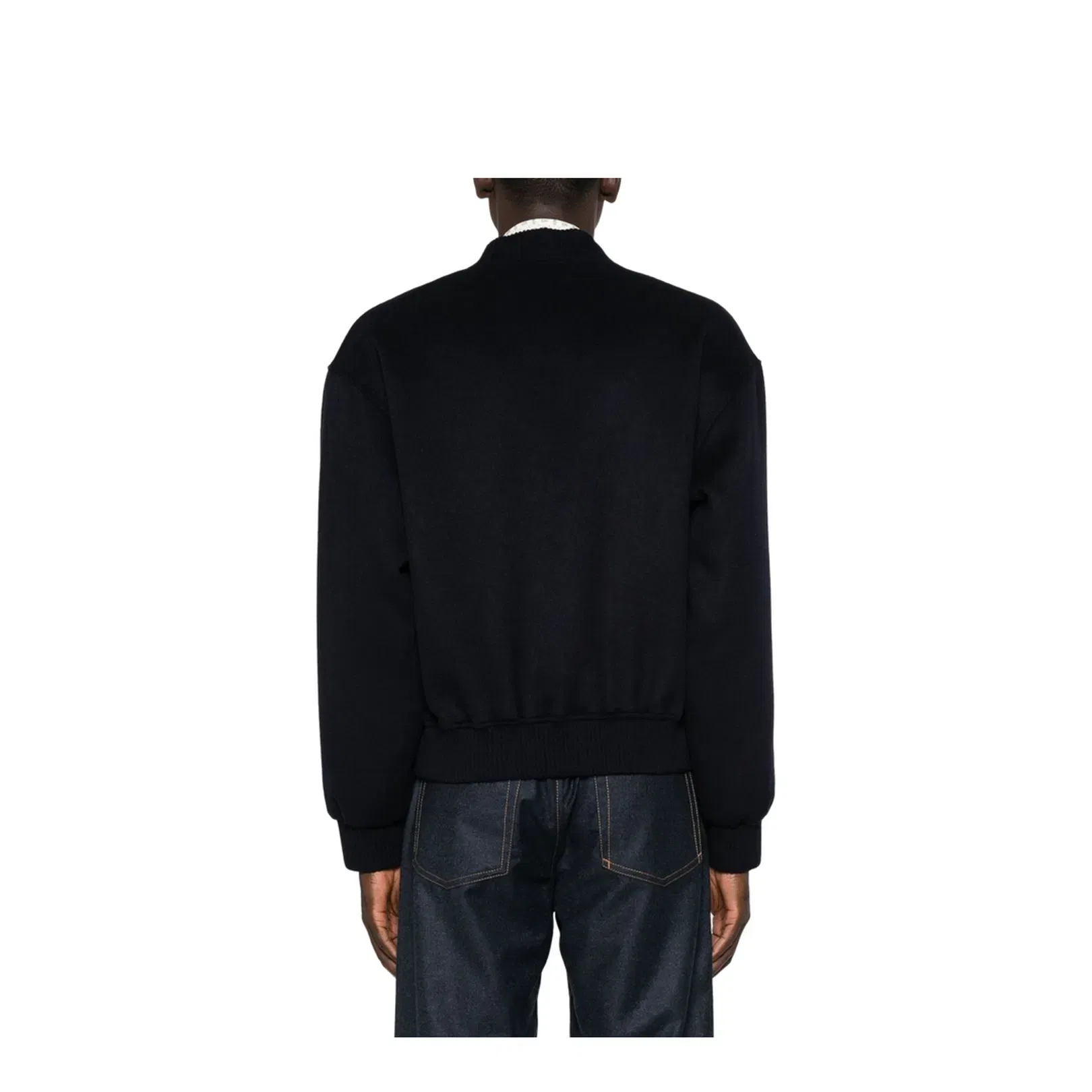 Black Ribbed Hem and Cuffs Zip Fastening Jacket