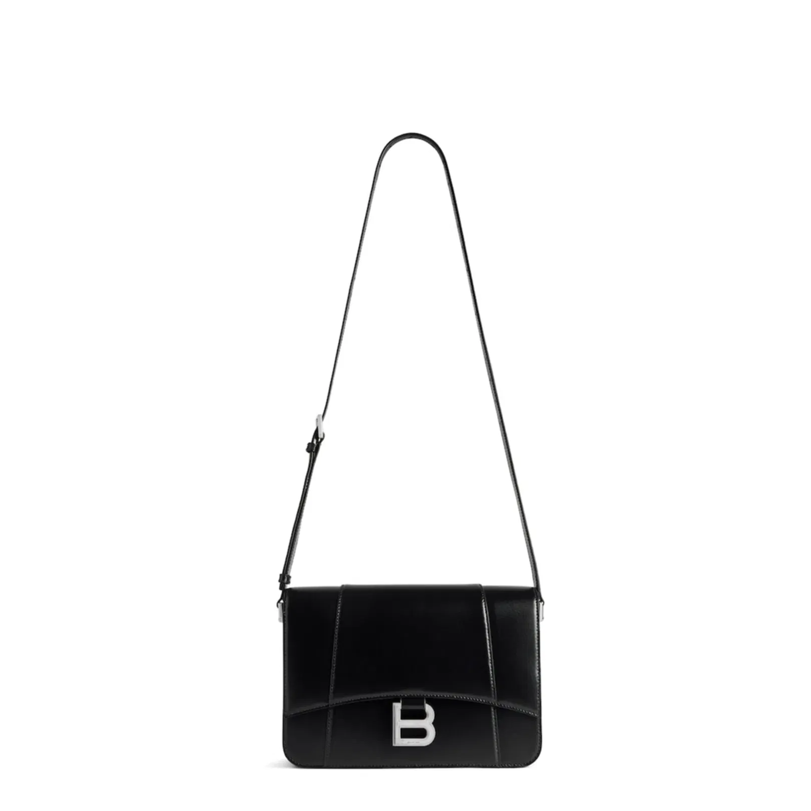 Hourglass Medium Flap Bag in Black