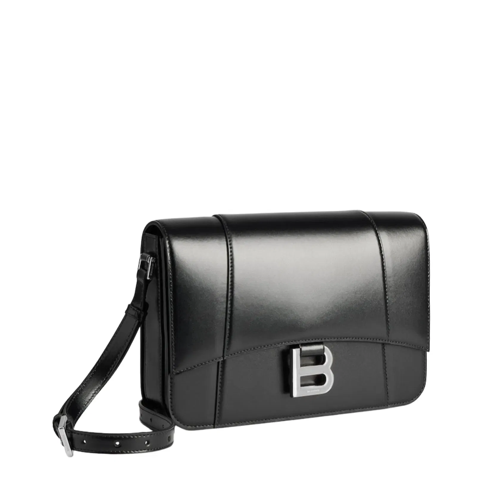 Hourglass Medium Flap Bag in Black