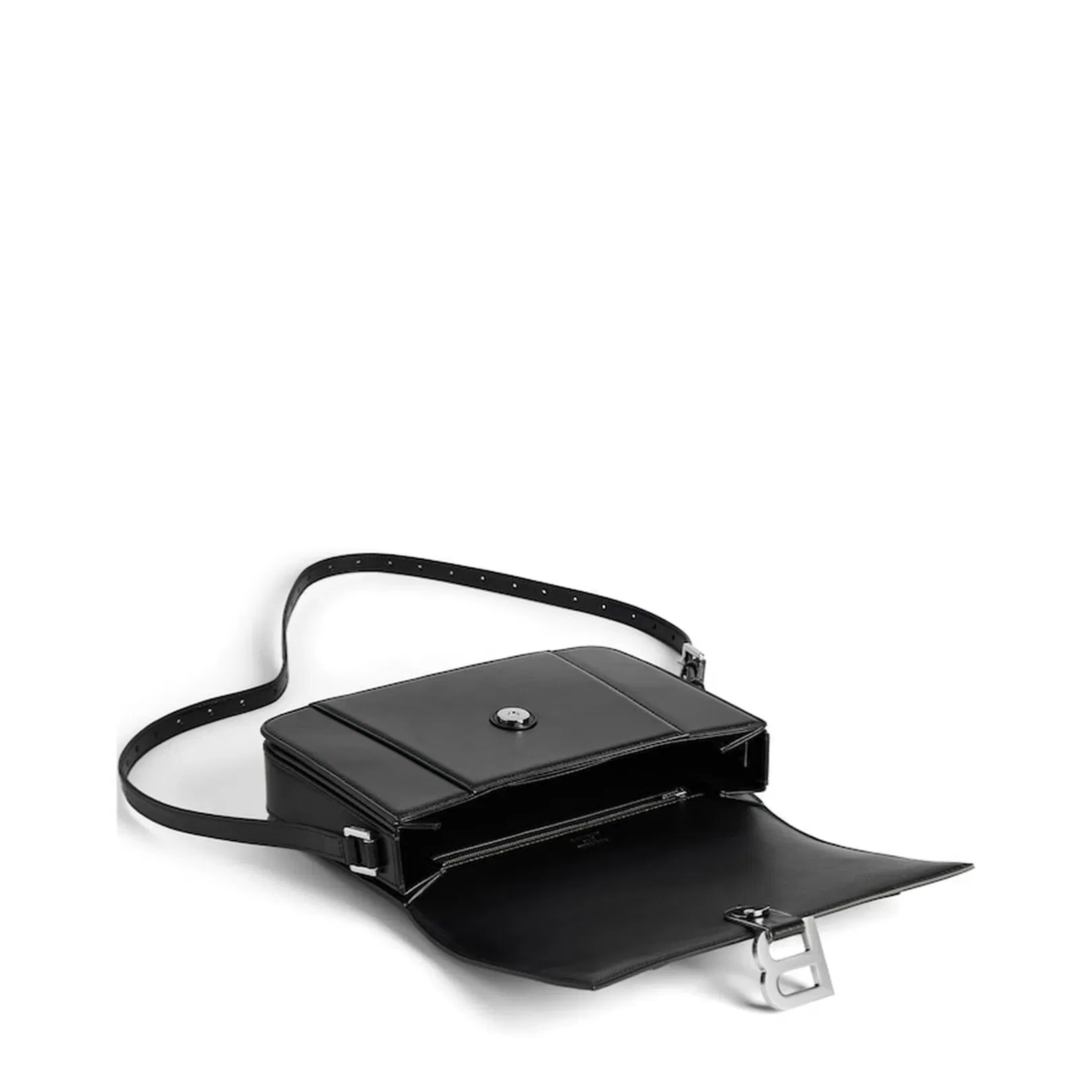 Hourglass Medium Flap Bag in Black