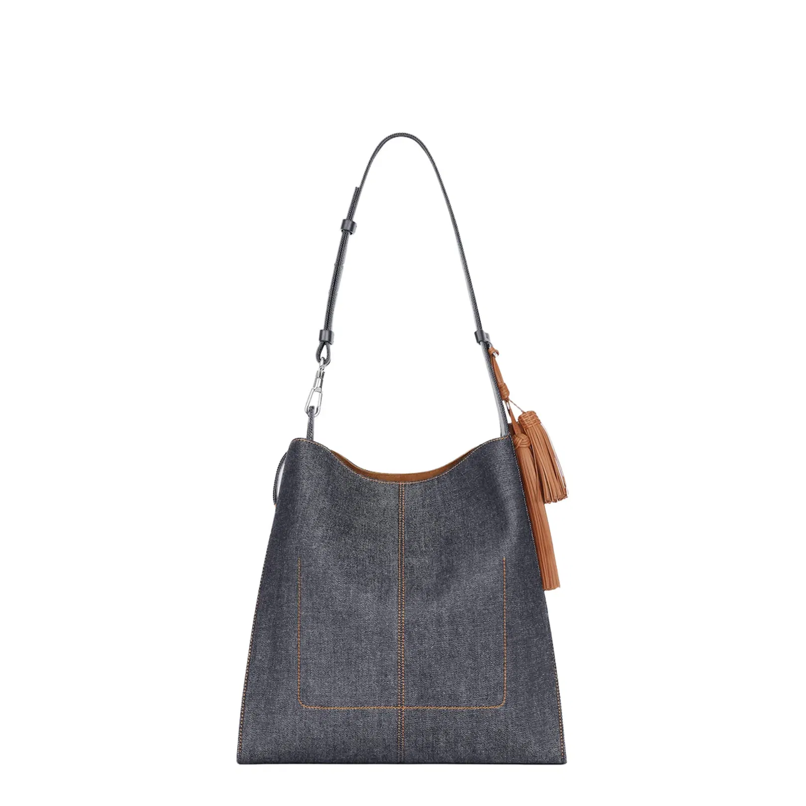 Medium Belted Hobo Bag in Denim