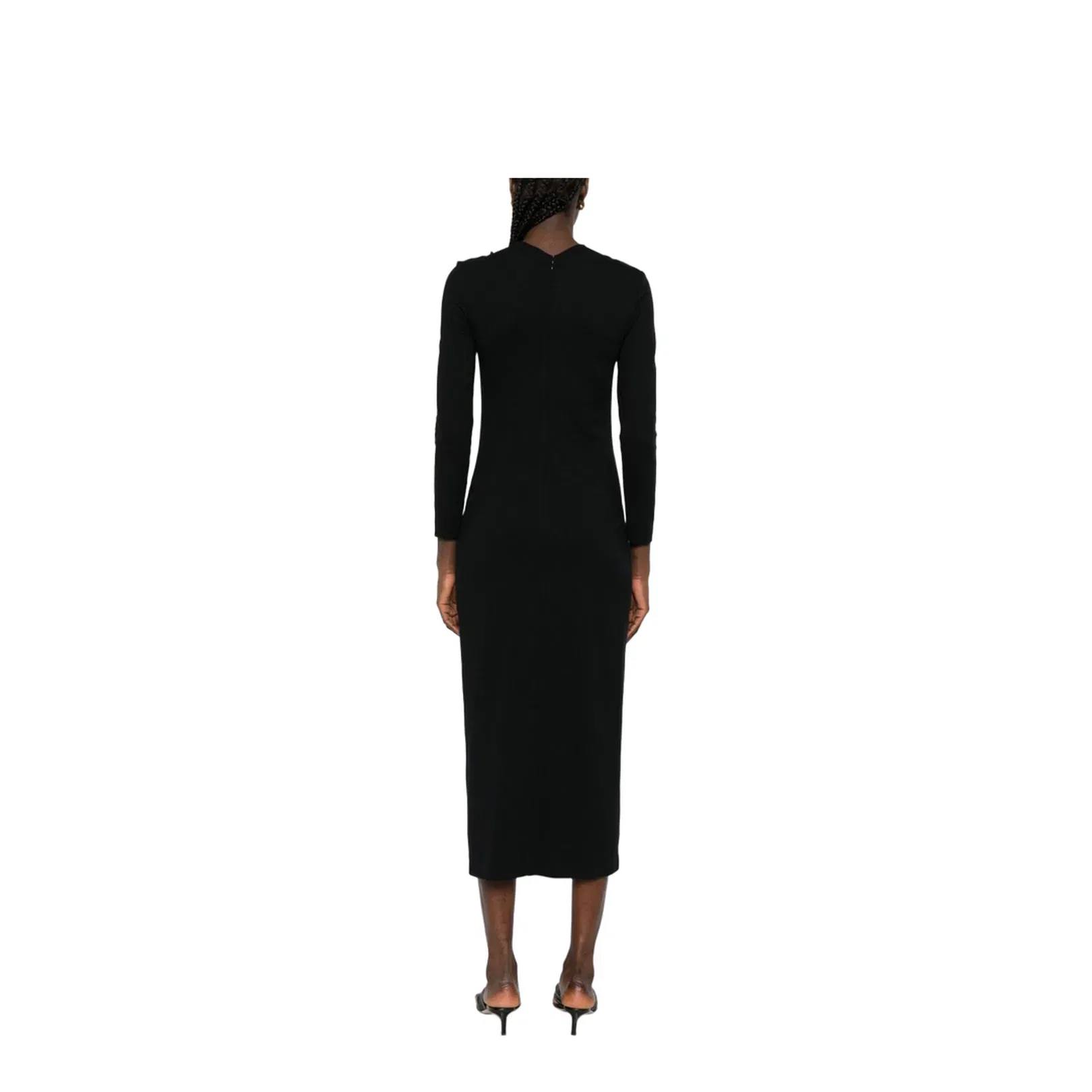 Long Dress with Gathering Detail in Stretch Milano Stitch