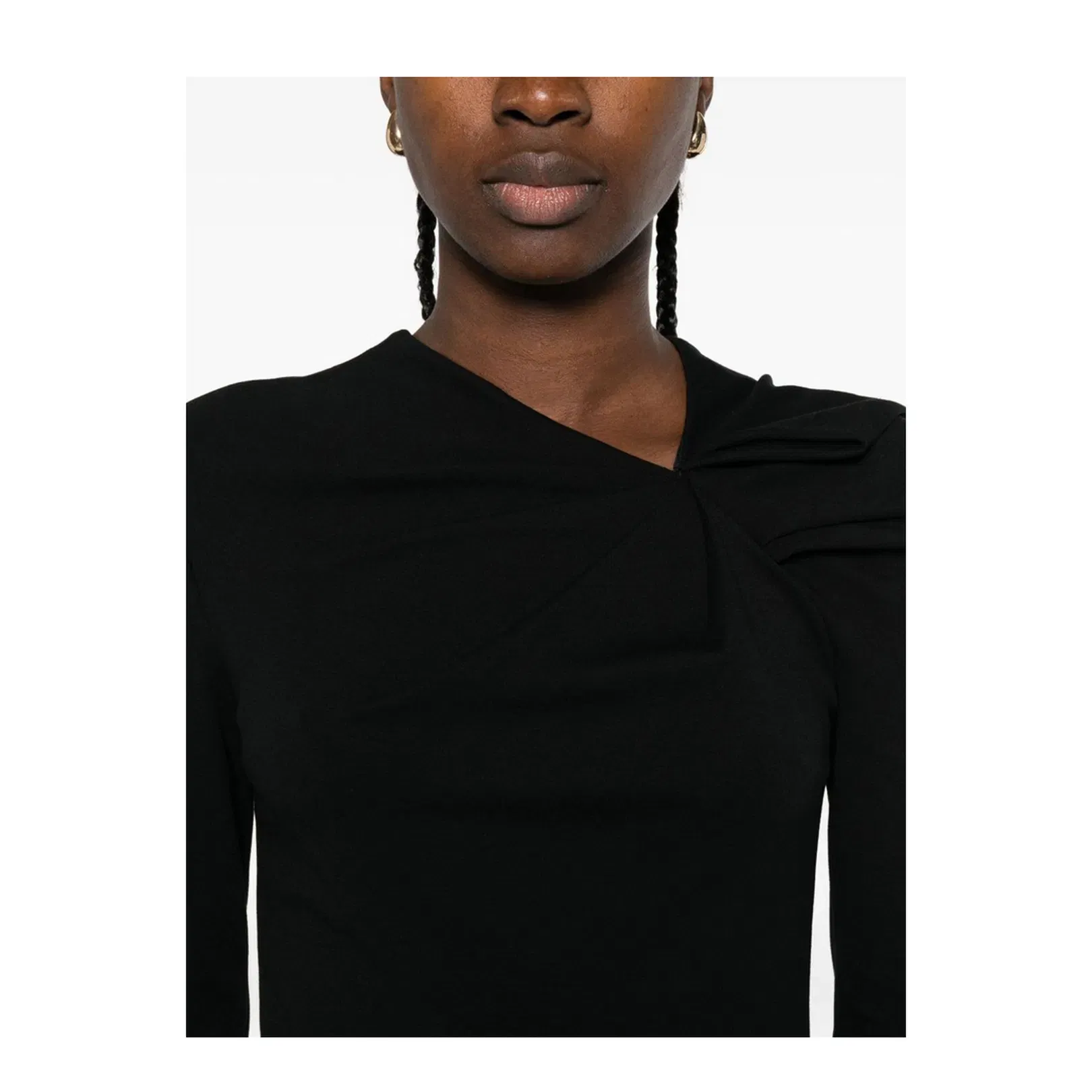 Long Dress with Gathering Detail in Stretch Milano Stitch