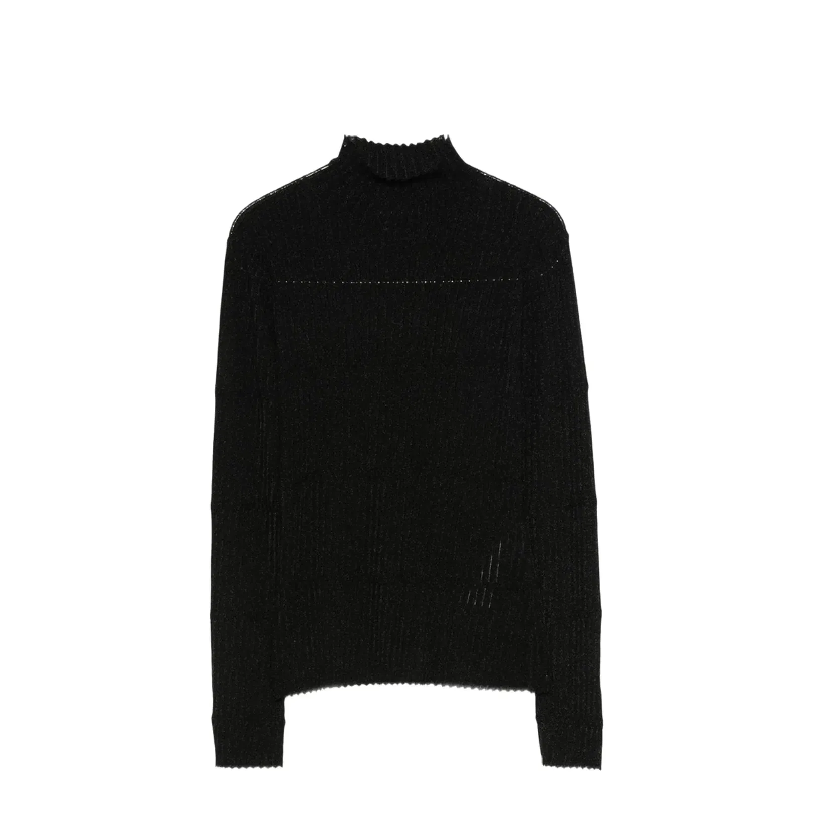 Ribbed Knit High Neck Long Sleeve Sweater Black