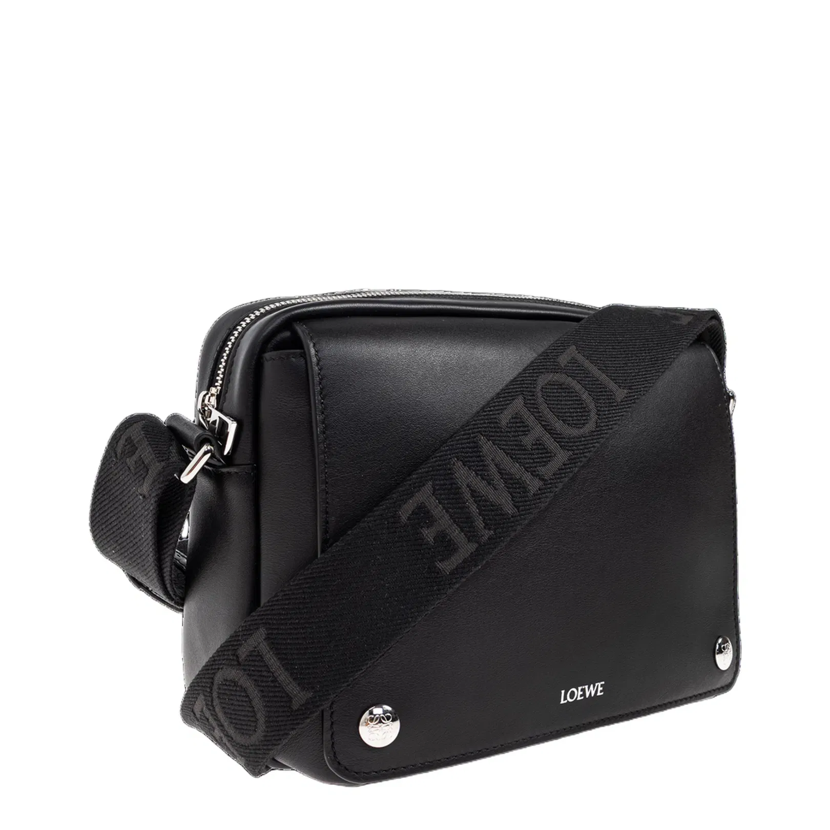 Pebble Small Calfskin Messenger Bags - Black