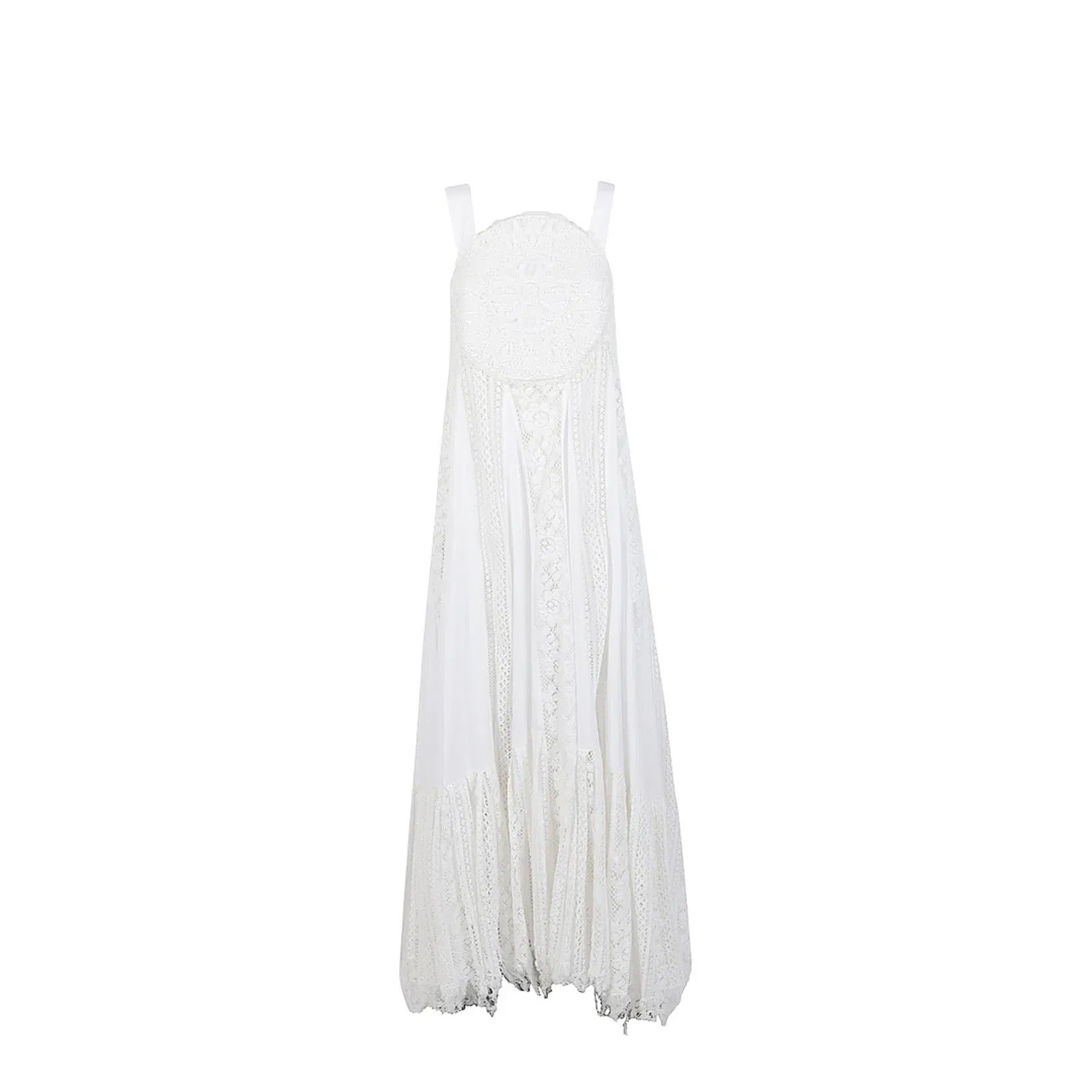 Dress in Light Cotton Poplin with Circular Lace Bodice