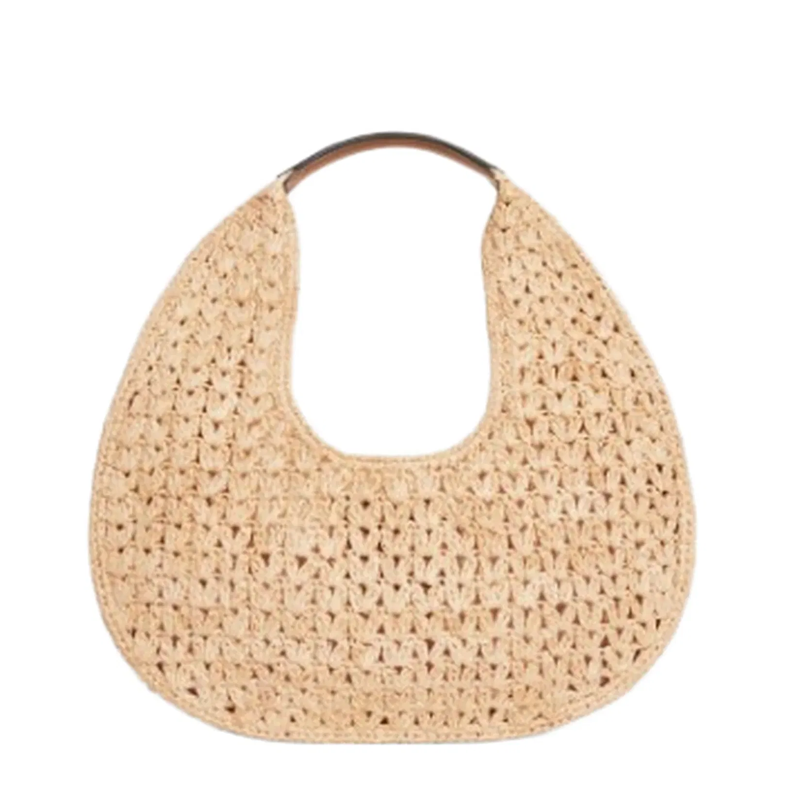 Classic Panier Hobo Bag in Raffia and Calfskin