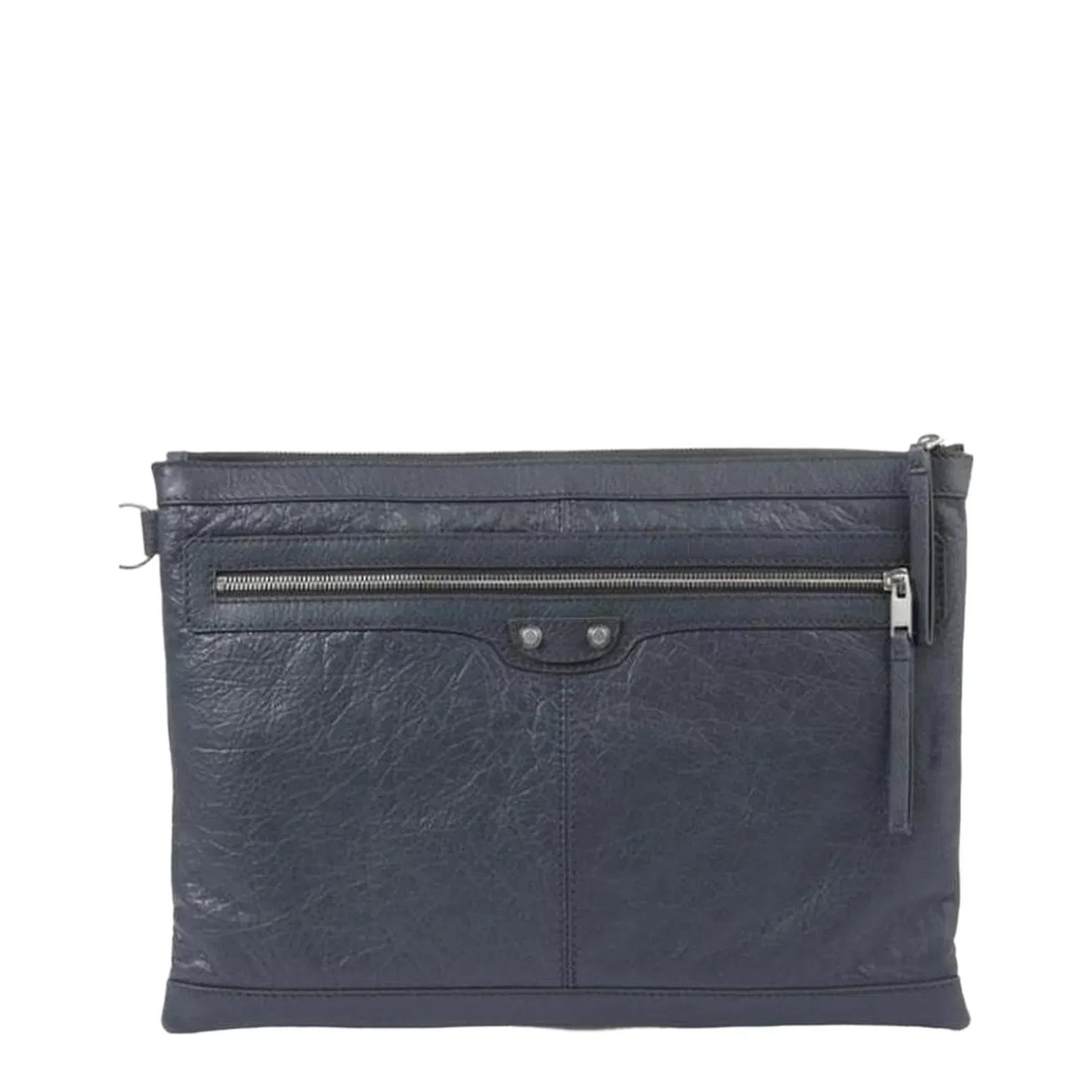Dark Gray Zip Logo Clutch Bag
