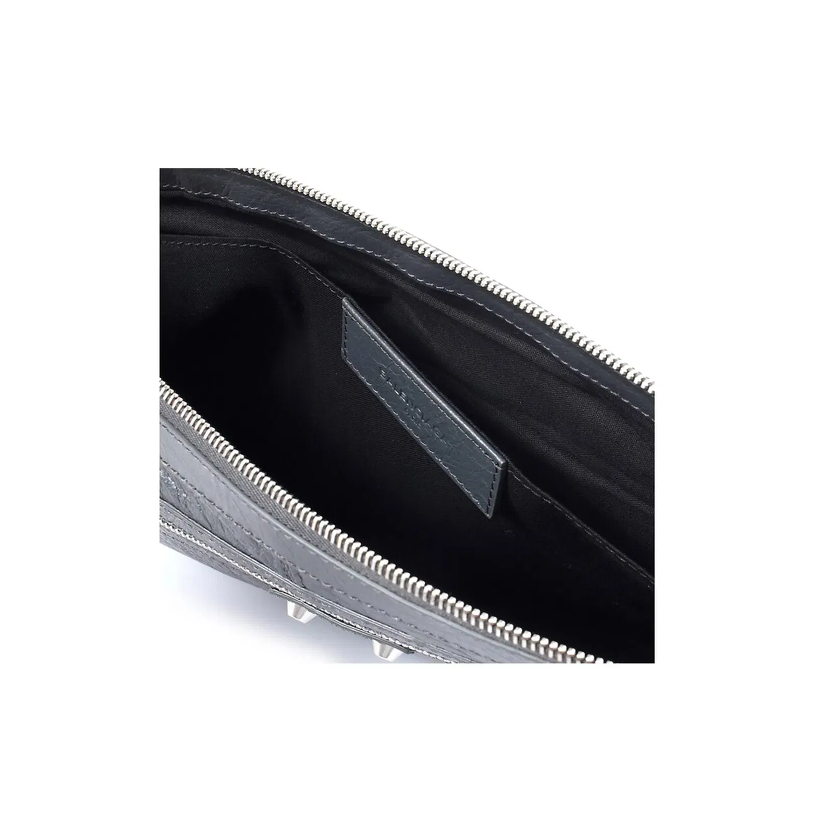 Dark Gray Zip Logo Clutch Bag