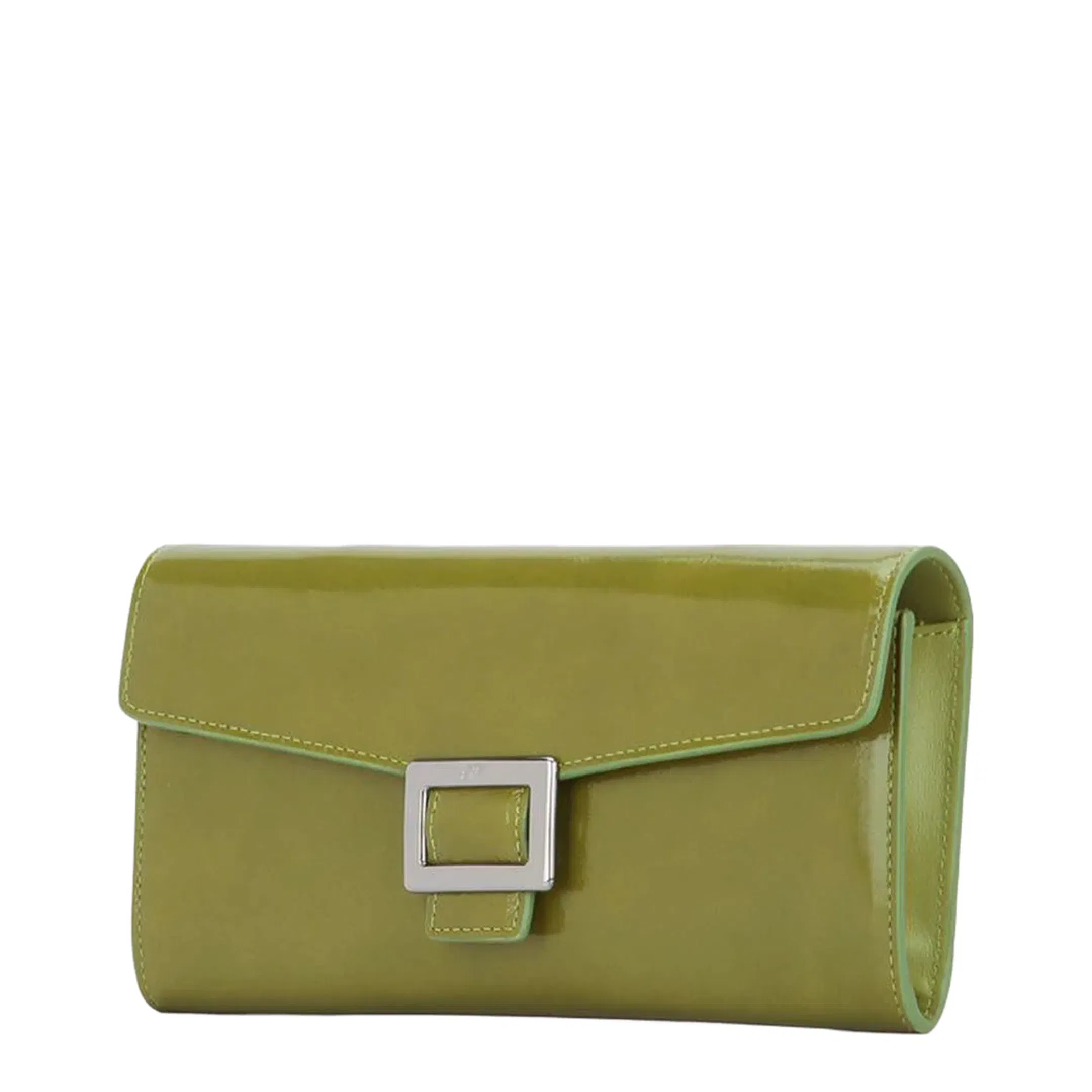 Wallet on Chain in Patent Leather Green