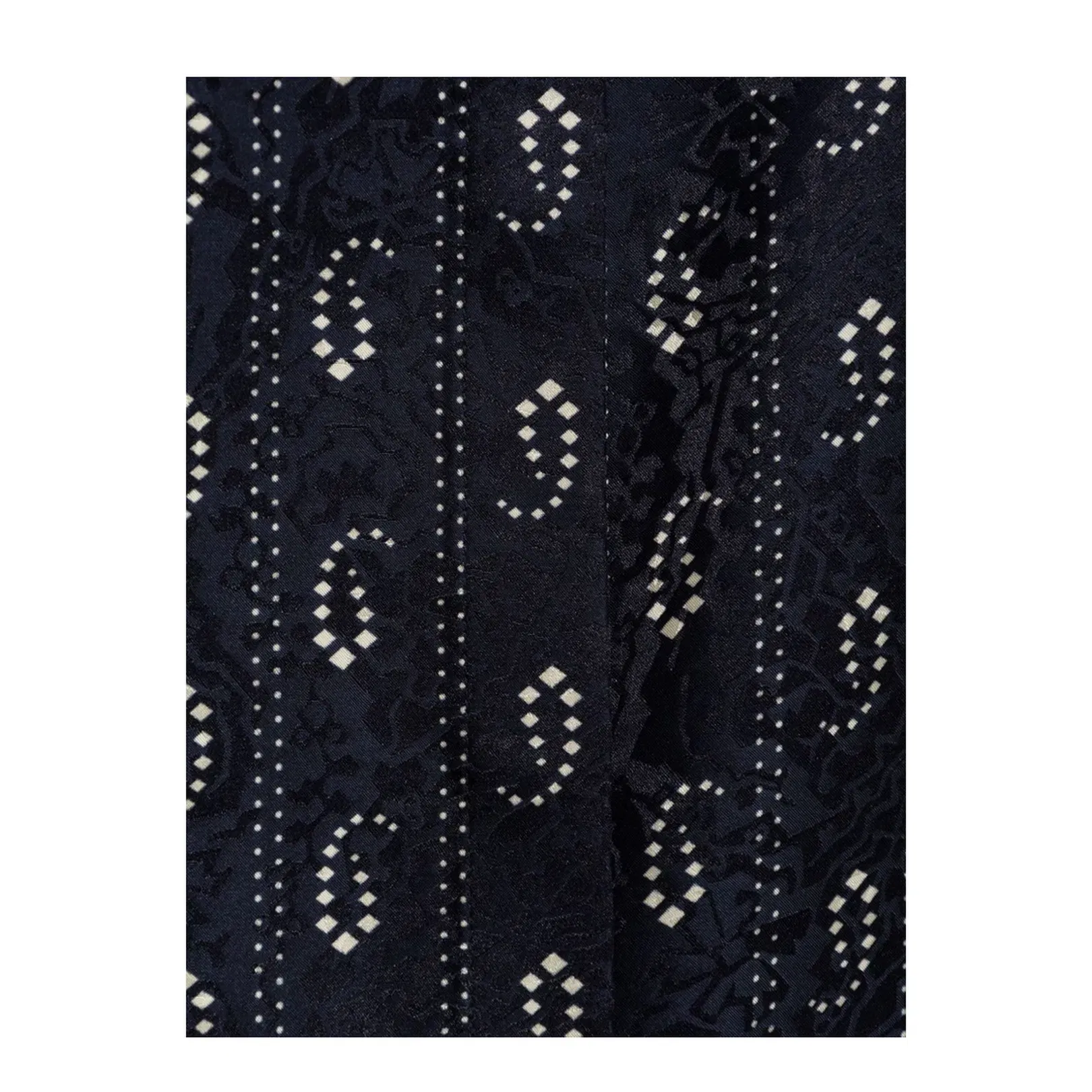 Navy Blue Paisley Print Button Fastening Mandarin Collar Long Sleeves