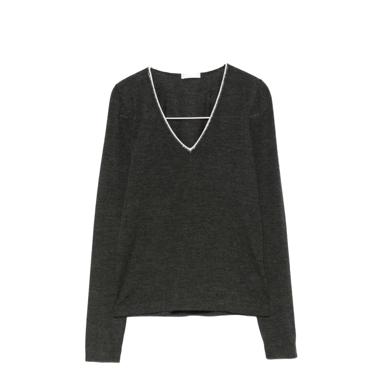 Grey V-Neck Long Sleeve Sweater