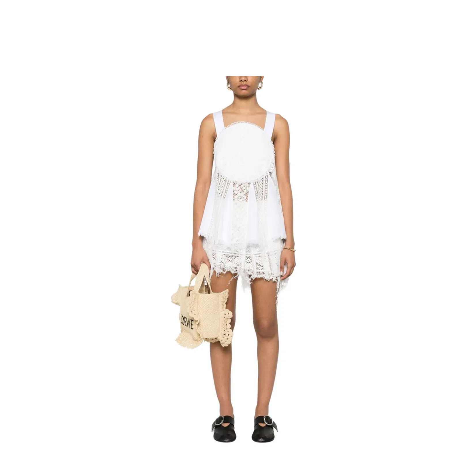 Pleated Mini Skirt in Cotton Blend White