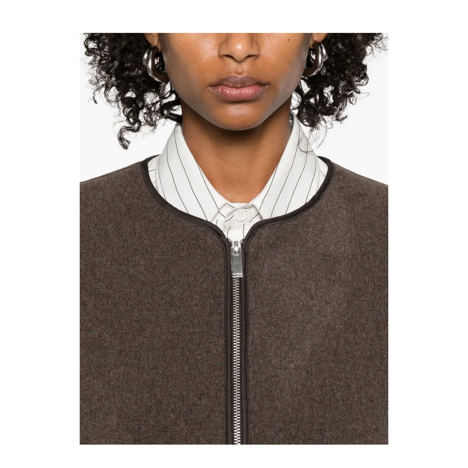 Wool Zipped Jacket Brown