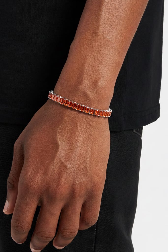 OMBRE STEPPED COURT BRACELET SILVER 6MM