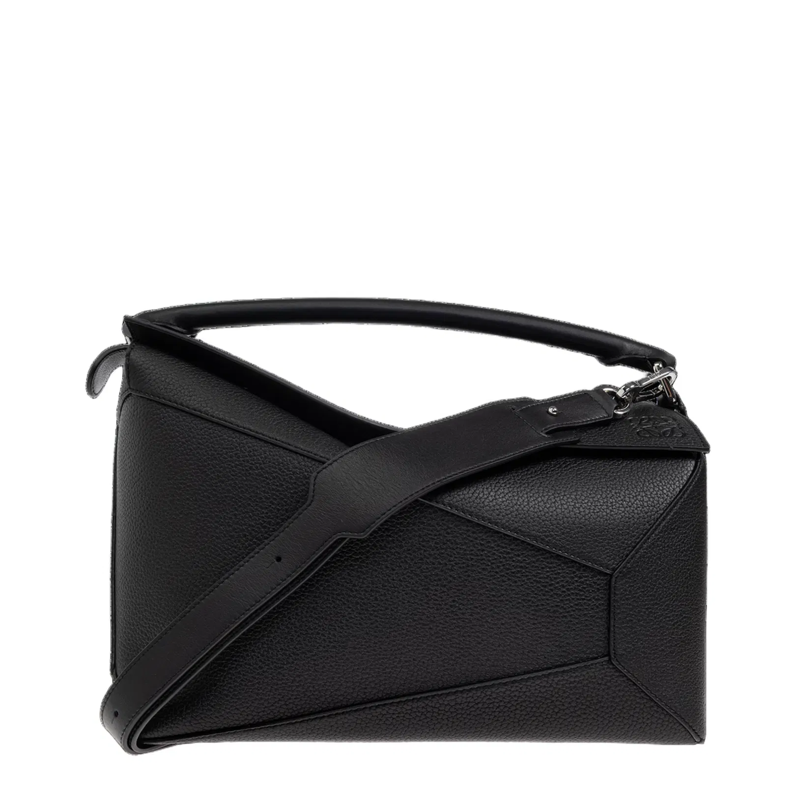 Puzzle Large Leather Shoulder Bags - Black