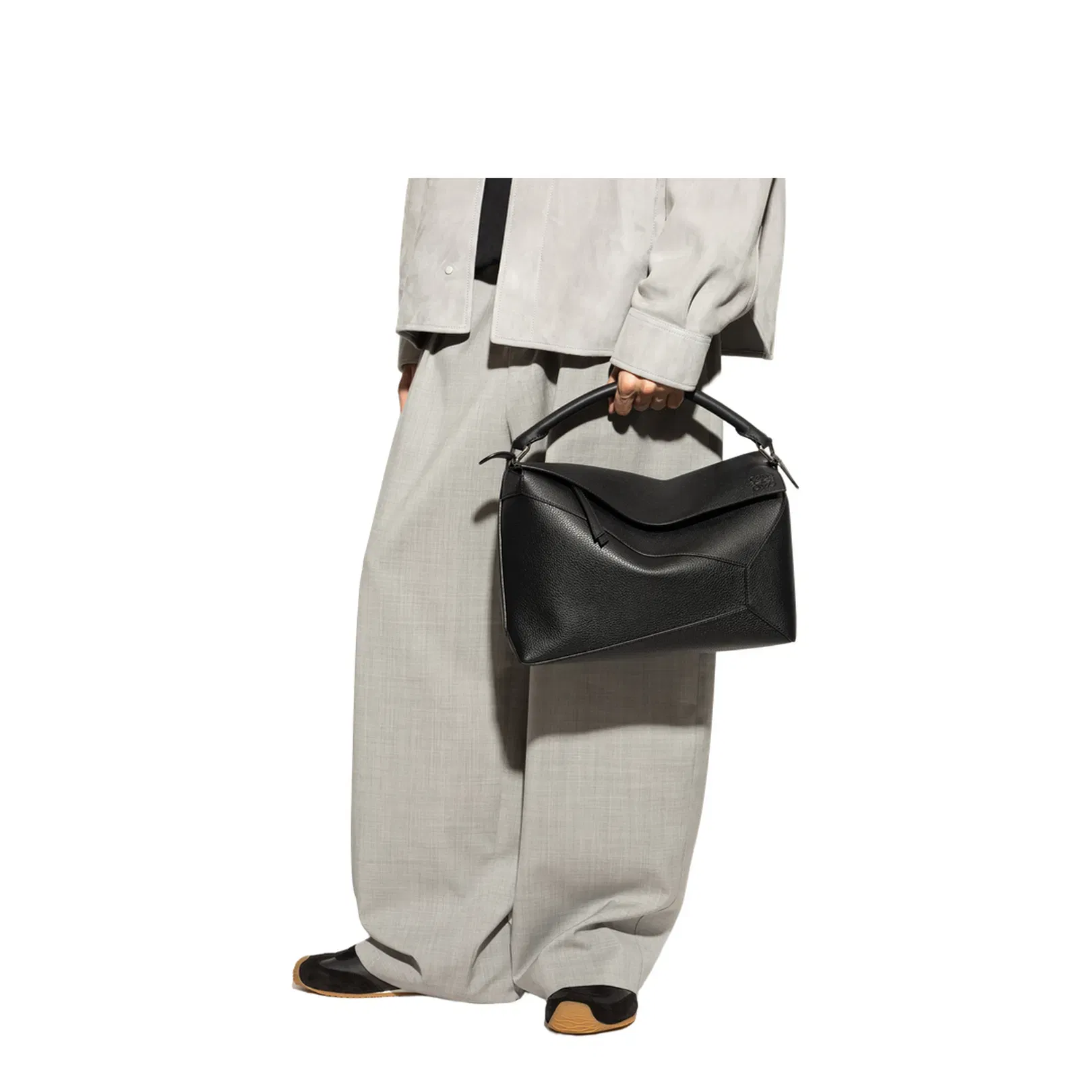 Puzzle Large Leather Shoulder Bags - Black