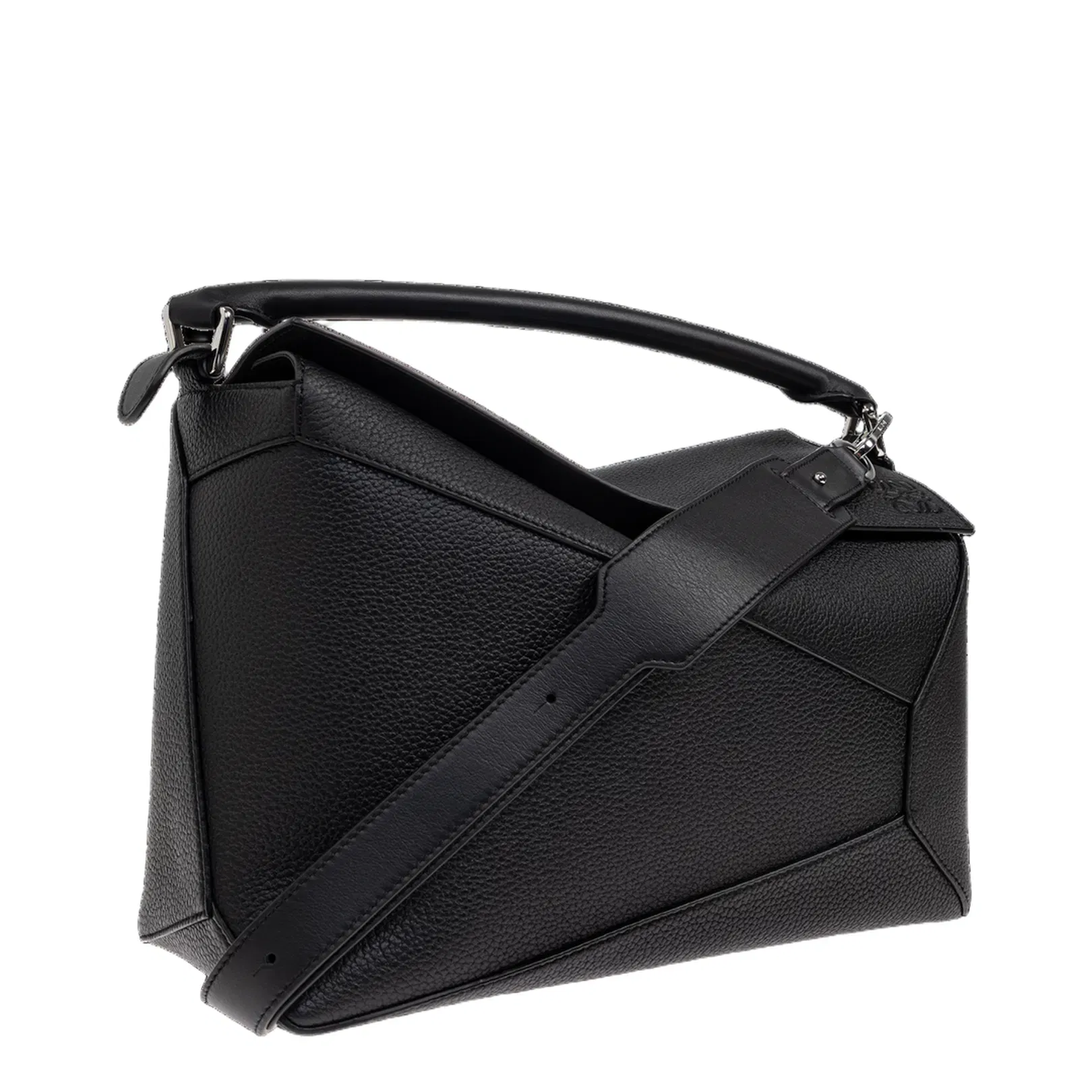 Puzzle Large Leather Shoulder Bags - Black