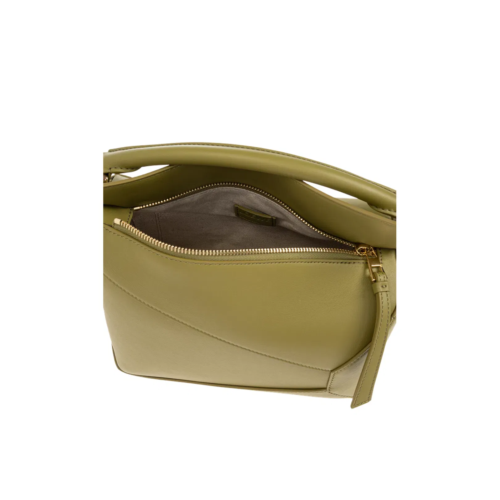 Puzzle Edge Small Calfskin Shoulder Bags - Green Light Moss