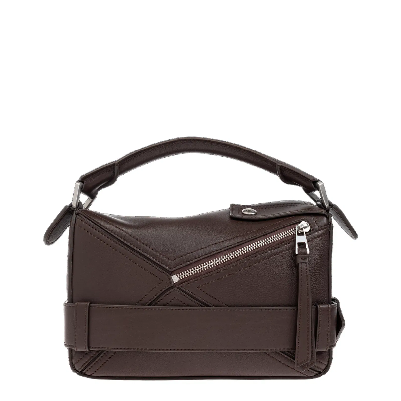 Puzzle Biker Small Leather Shoulder Bags - Dark Chestnut