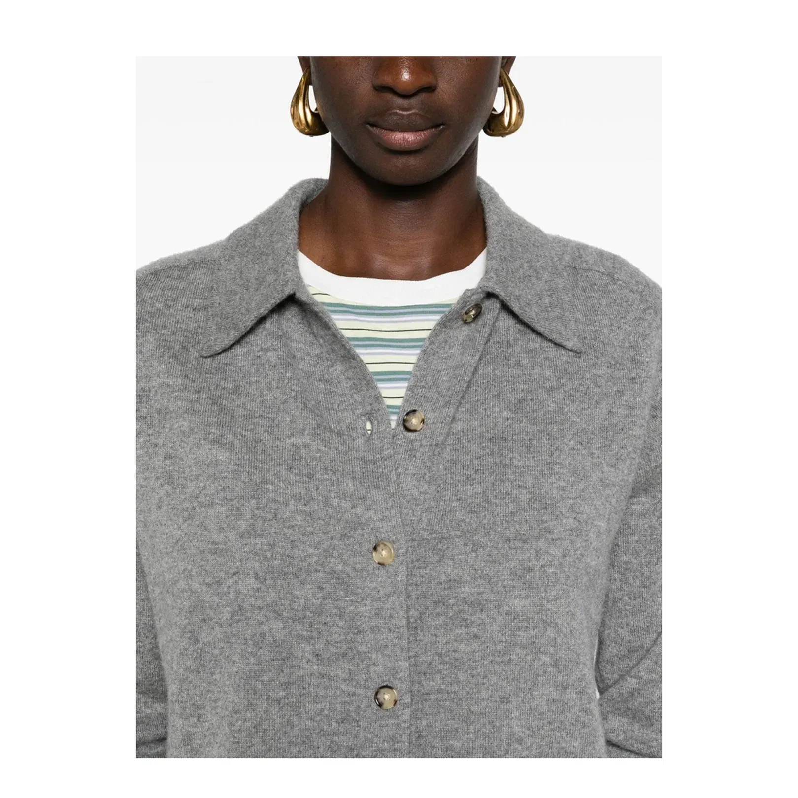 Raglan Sleeve Cashmere Shirt - Grey Melange