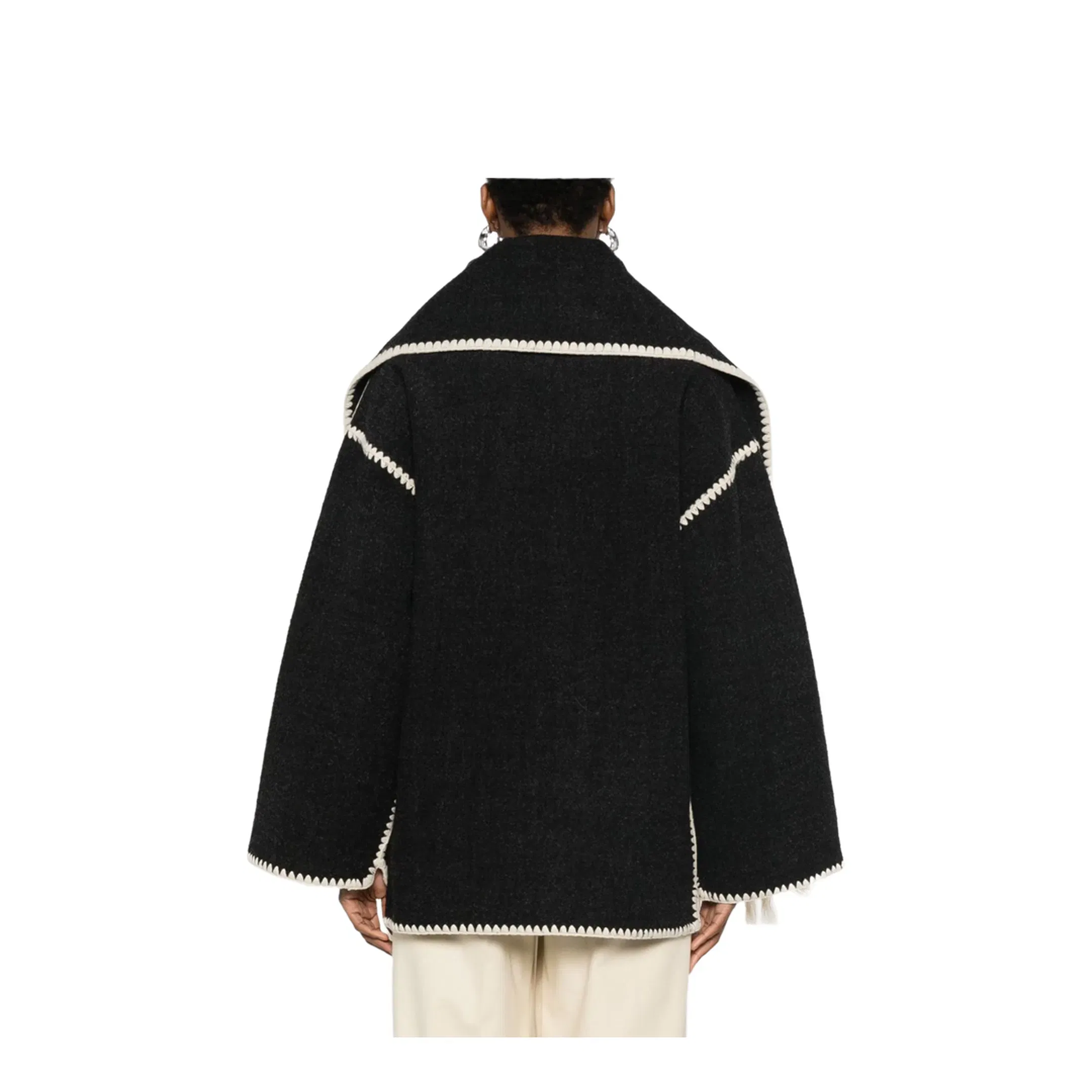 Embroidered Scarf Jacket - Dark Grey