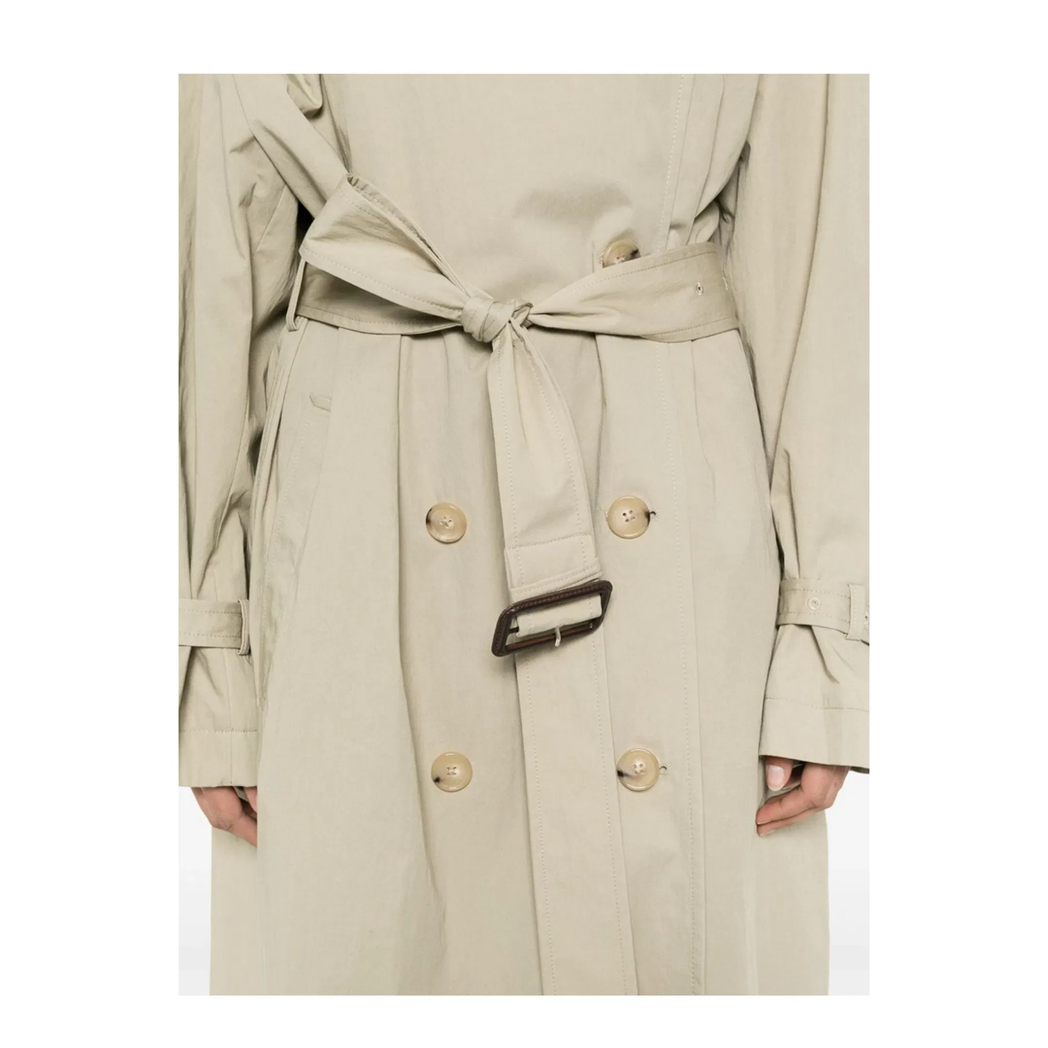 Beige Double-Breasted Trench Coat