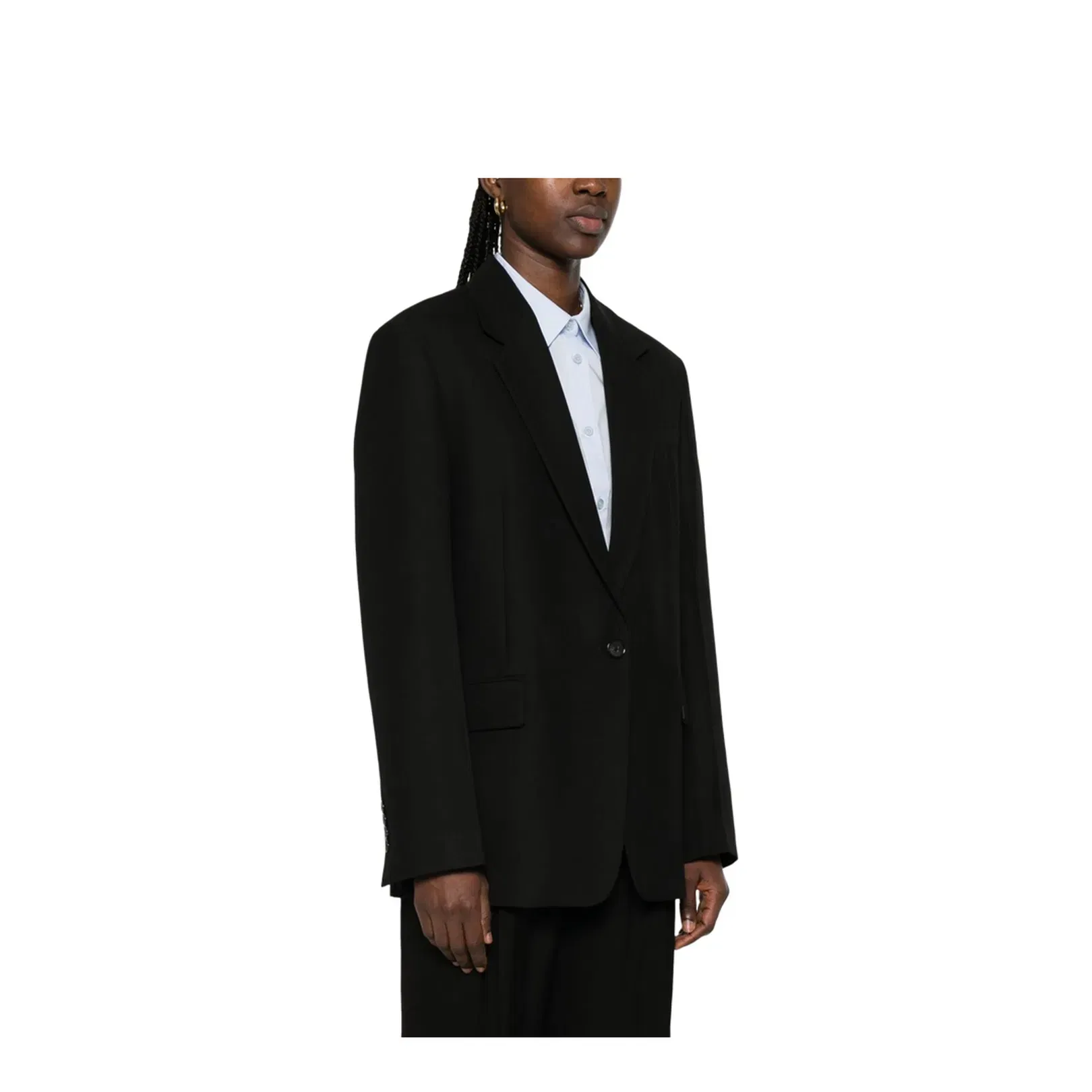 Wool Blend Single-Breasted Blazer Jacket