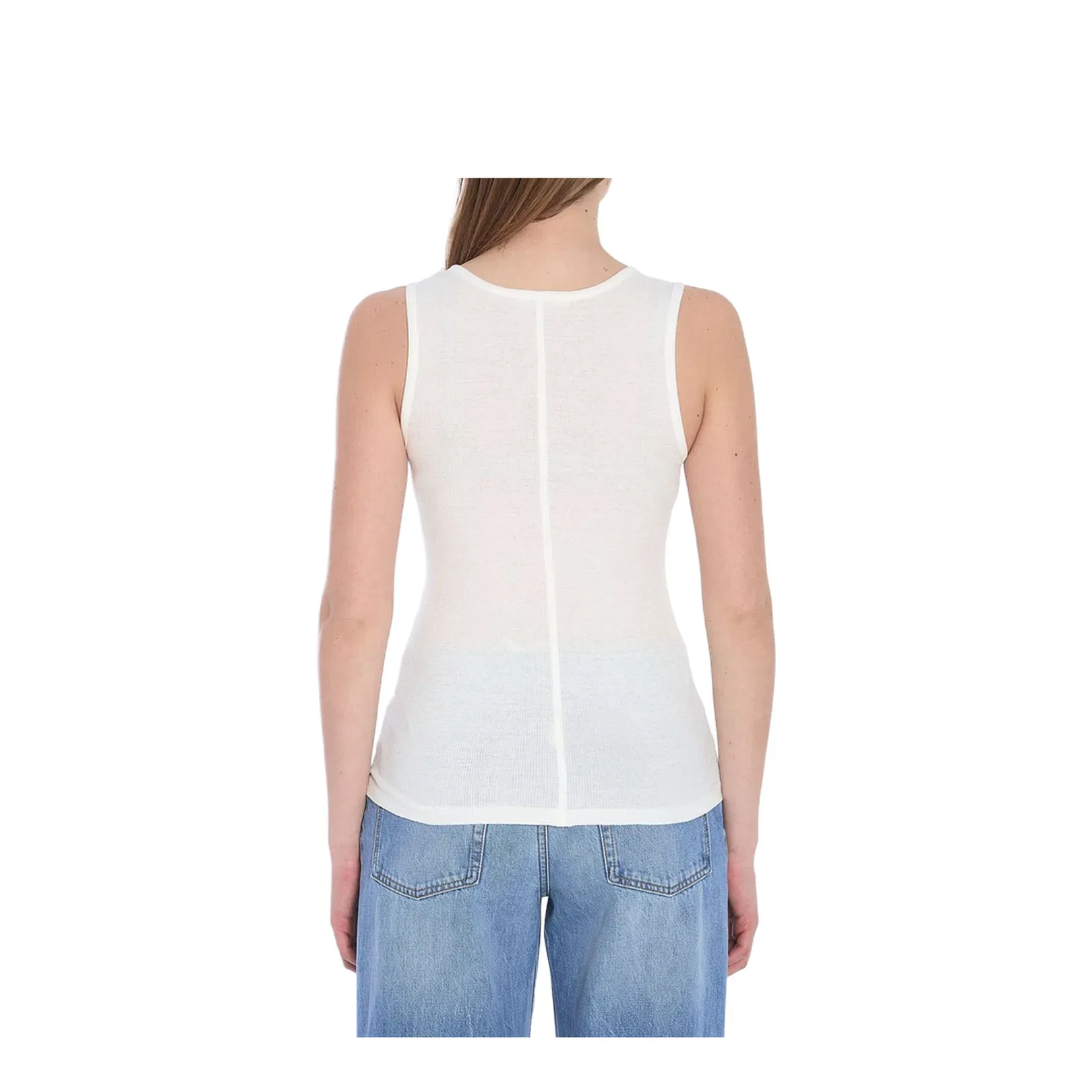 White Cotton Blend Tank Top