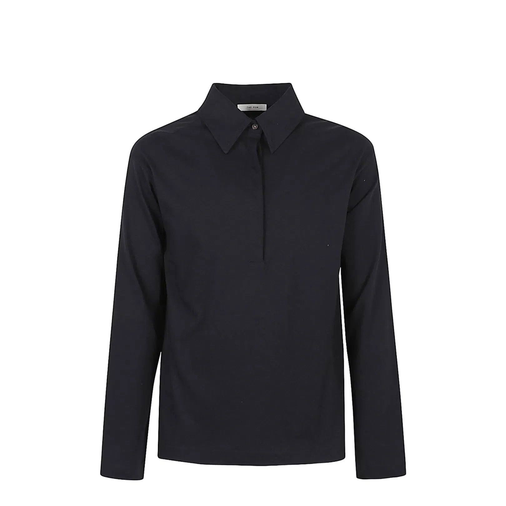 Long-Sleeved Polo Shirt V-Neck with Buttons and Turndown Collar