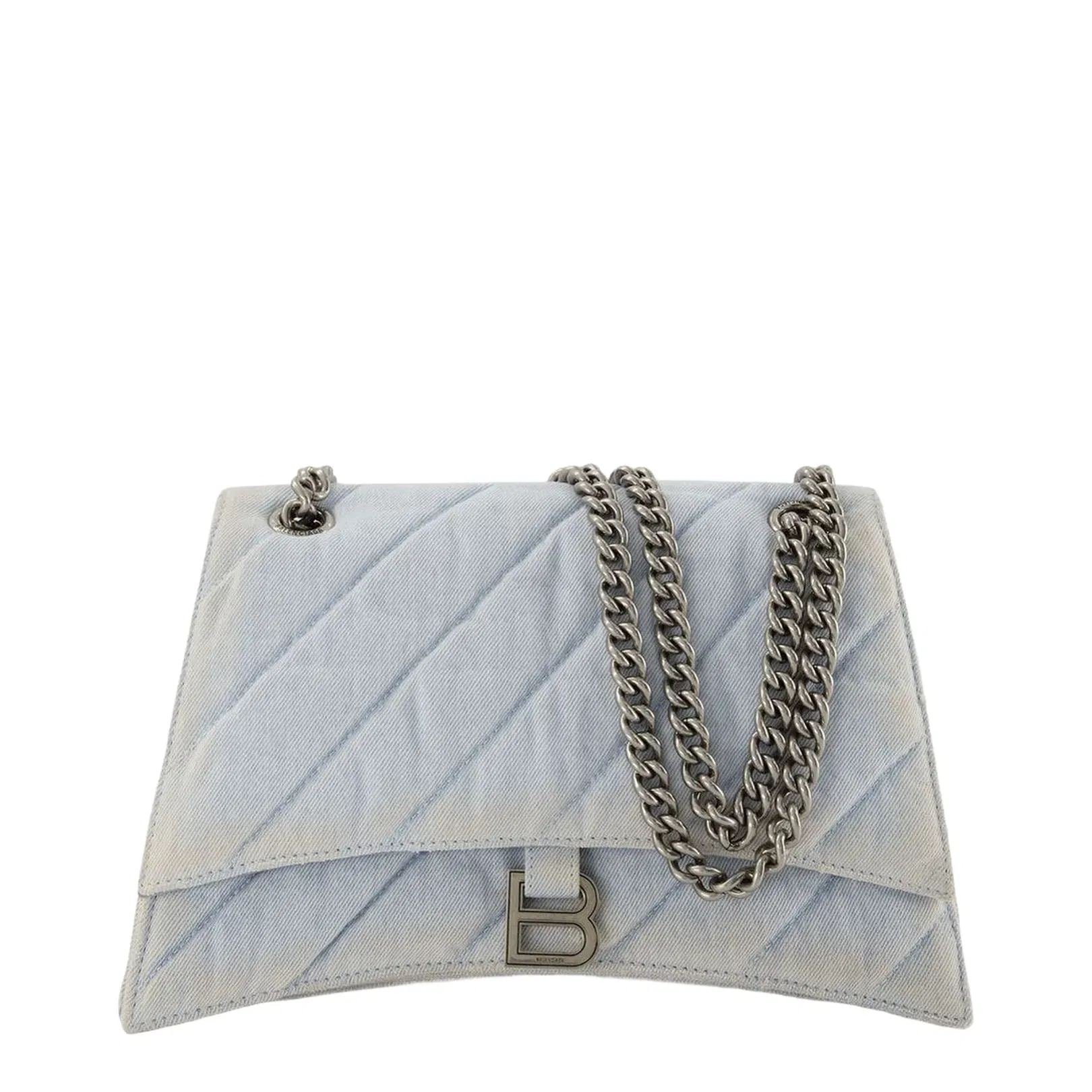Light Blue Denim Crush Shoulder Bag