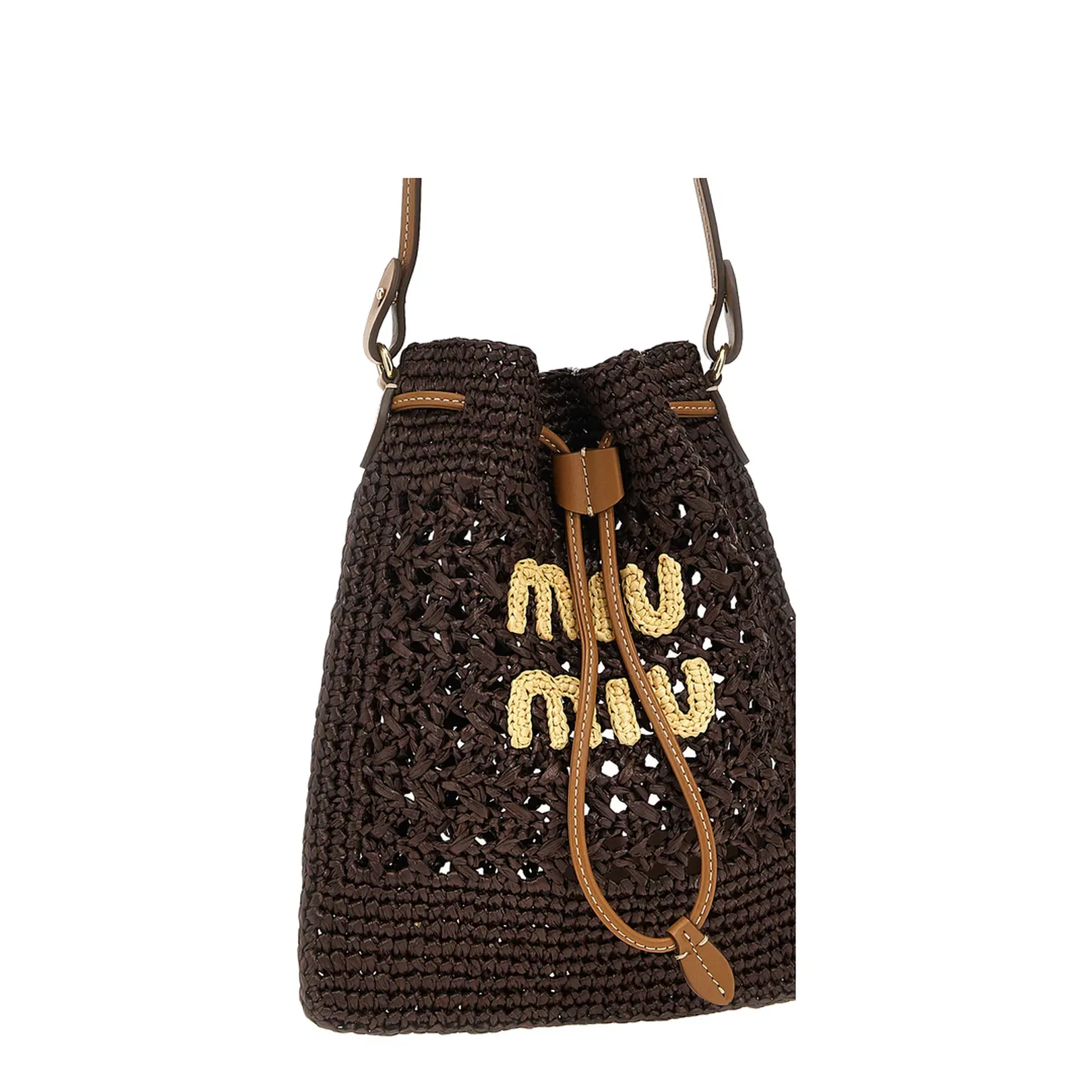 Cocoa Brown Natural Woven Fabric Mini-Bag