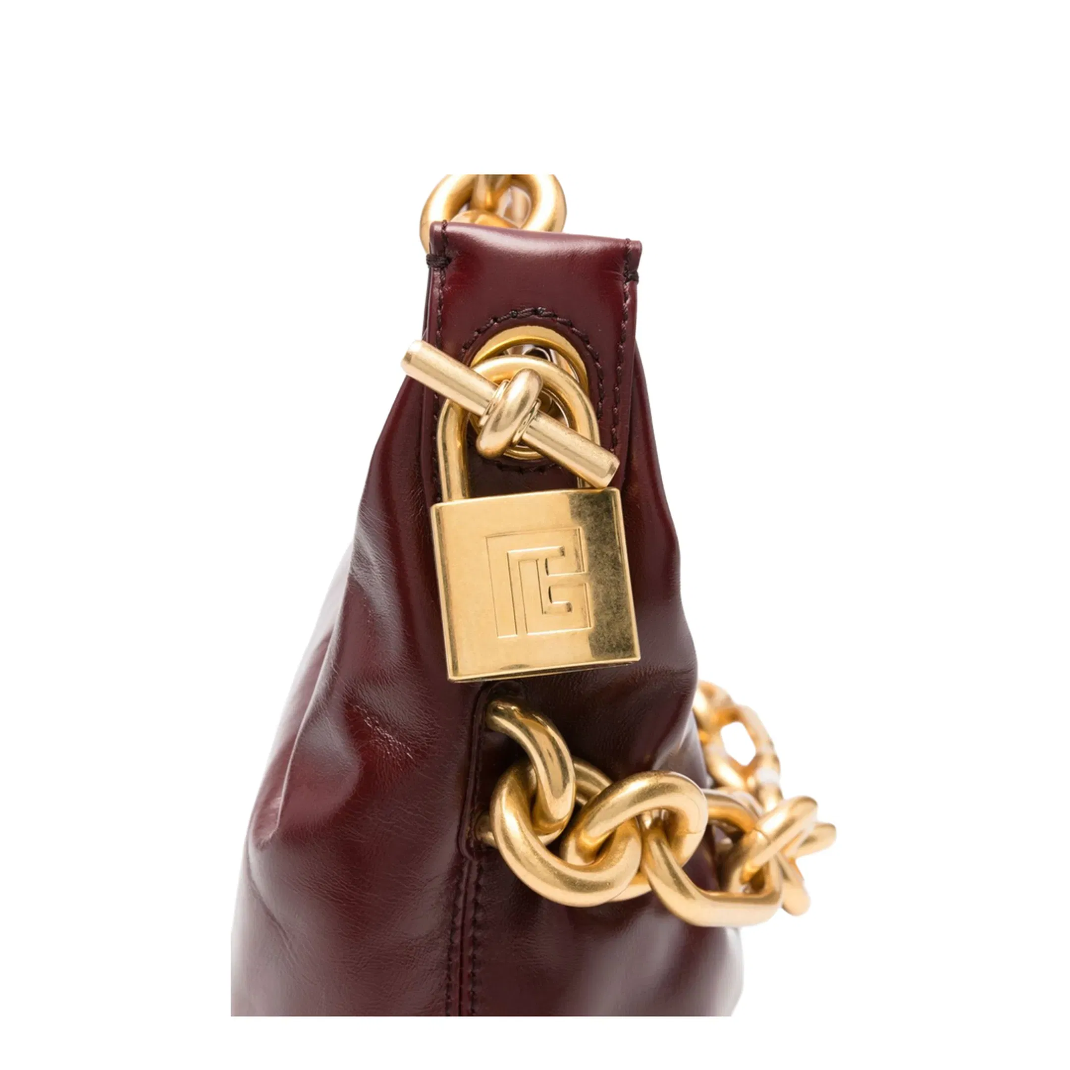 Sync Medium Leather Shoulder Bag - Bordeaux - Blush Lux