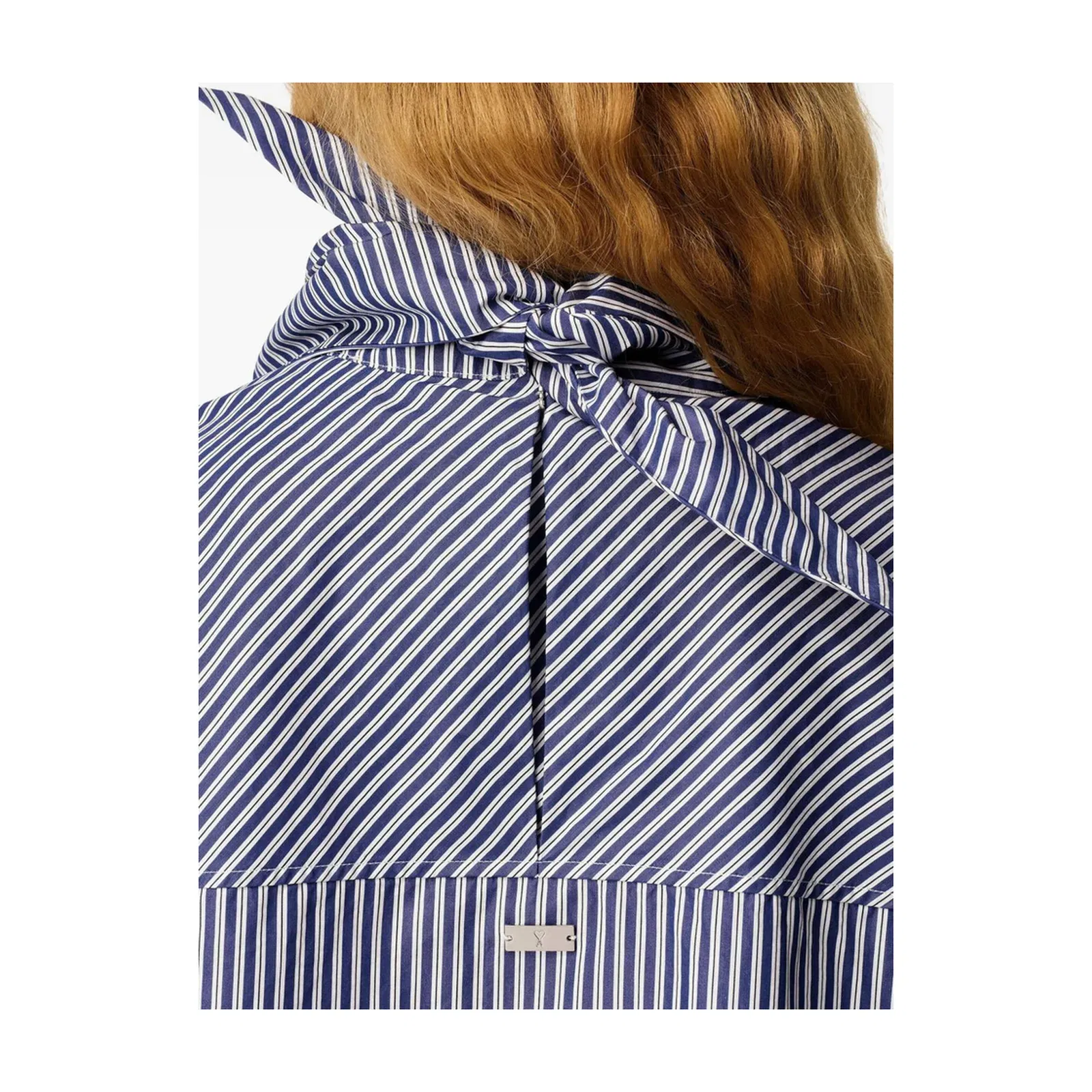 Blue Cotton Long Sleeves Striped Bandana Blouse
