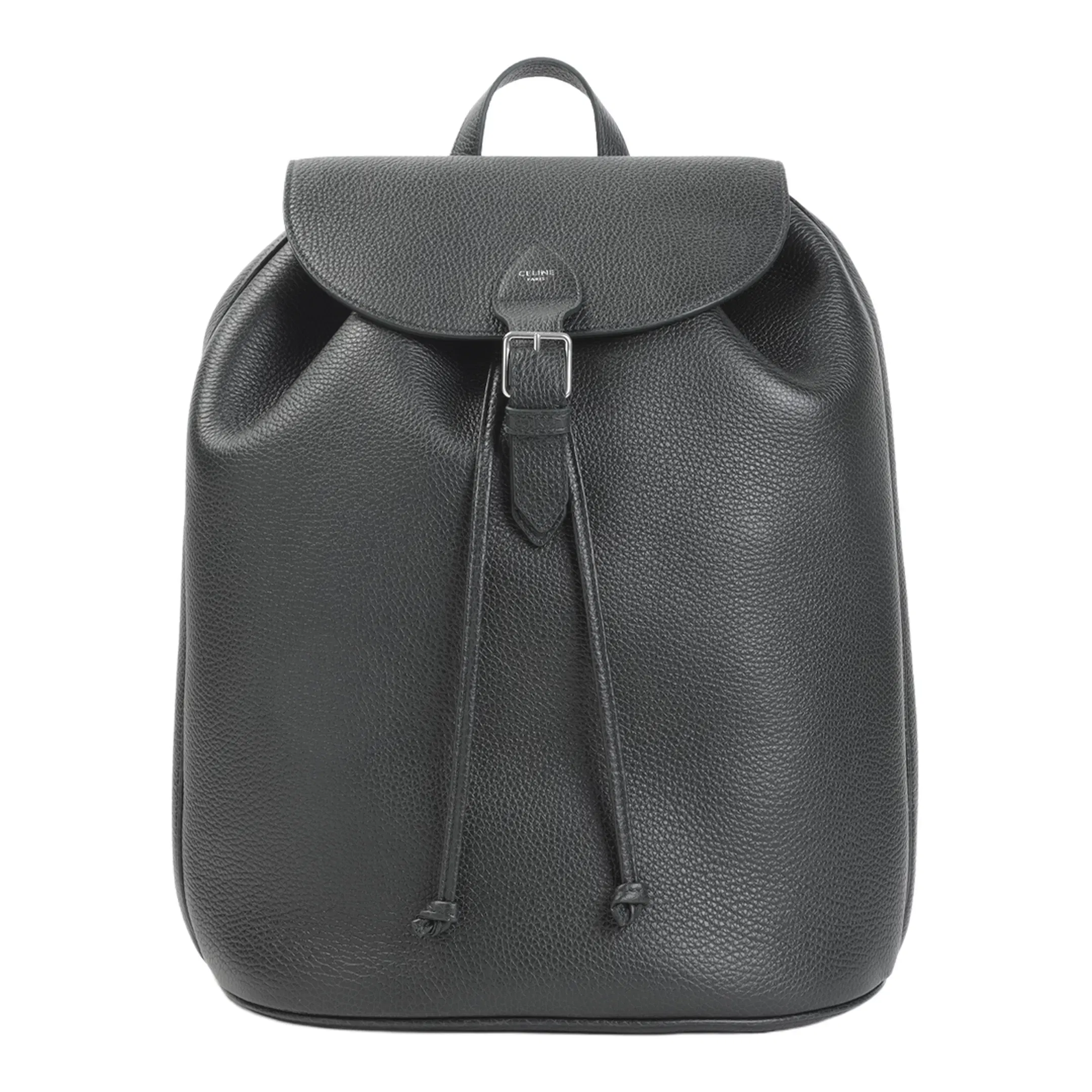 Large Backpack Folco in Grained Calfskin - Night Green