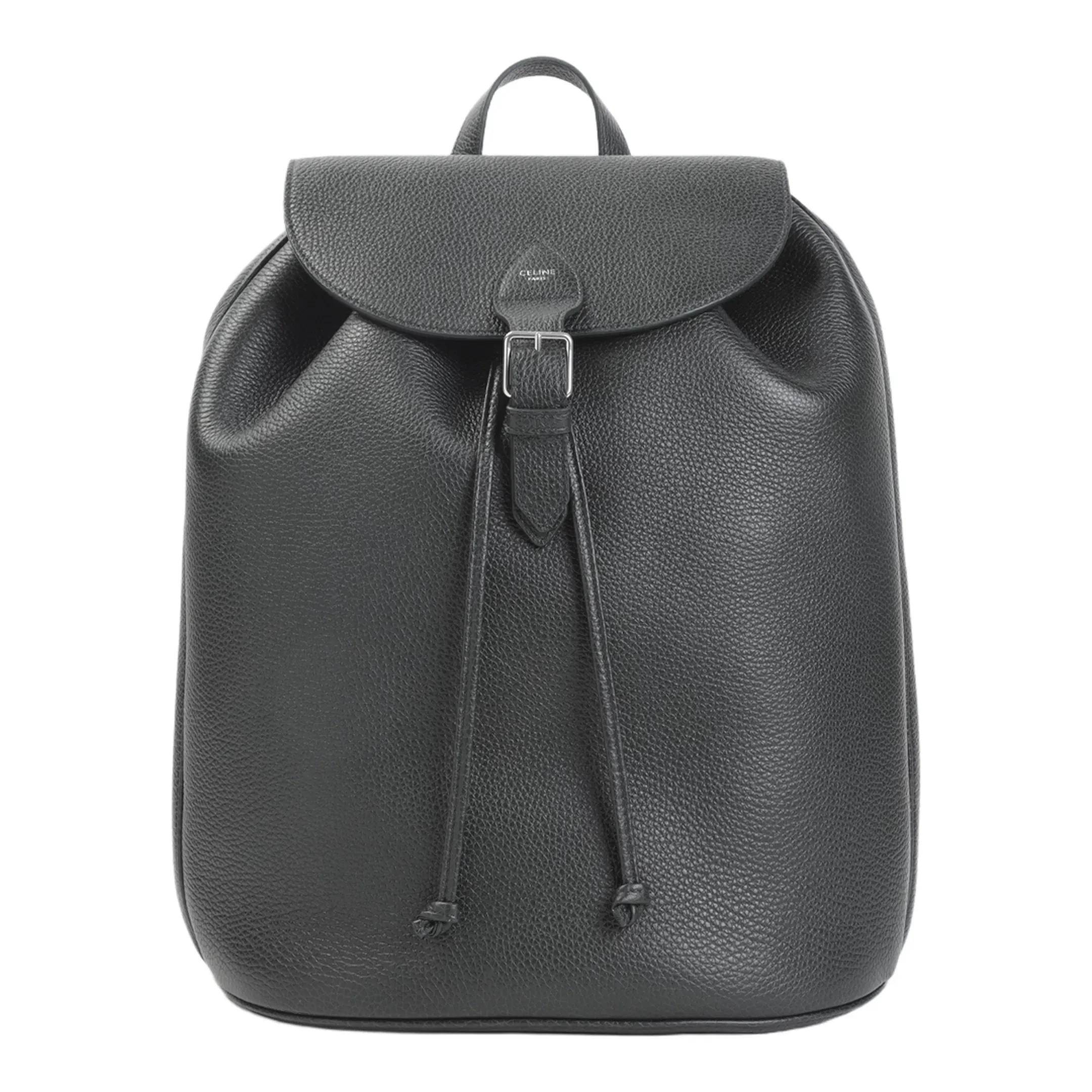 Large Backpack Folco in Grained Calfskin - Night Green