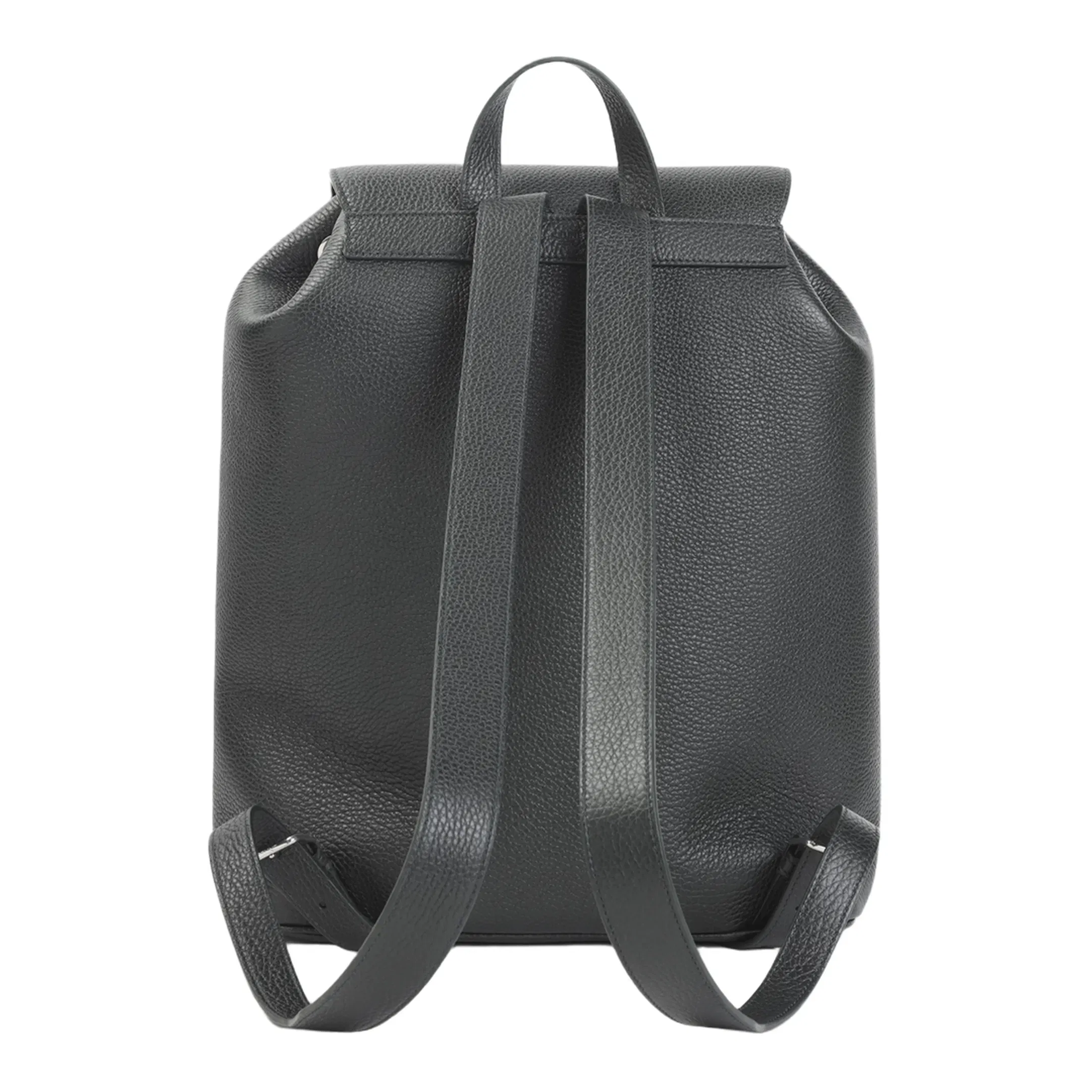Large Backpack Folco in Grained Calfskin - Night Green