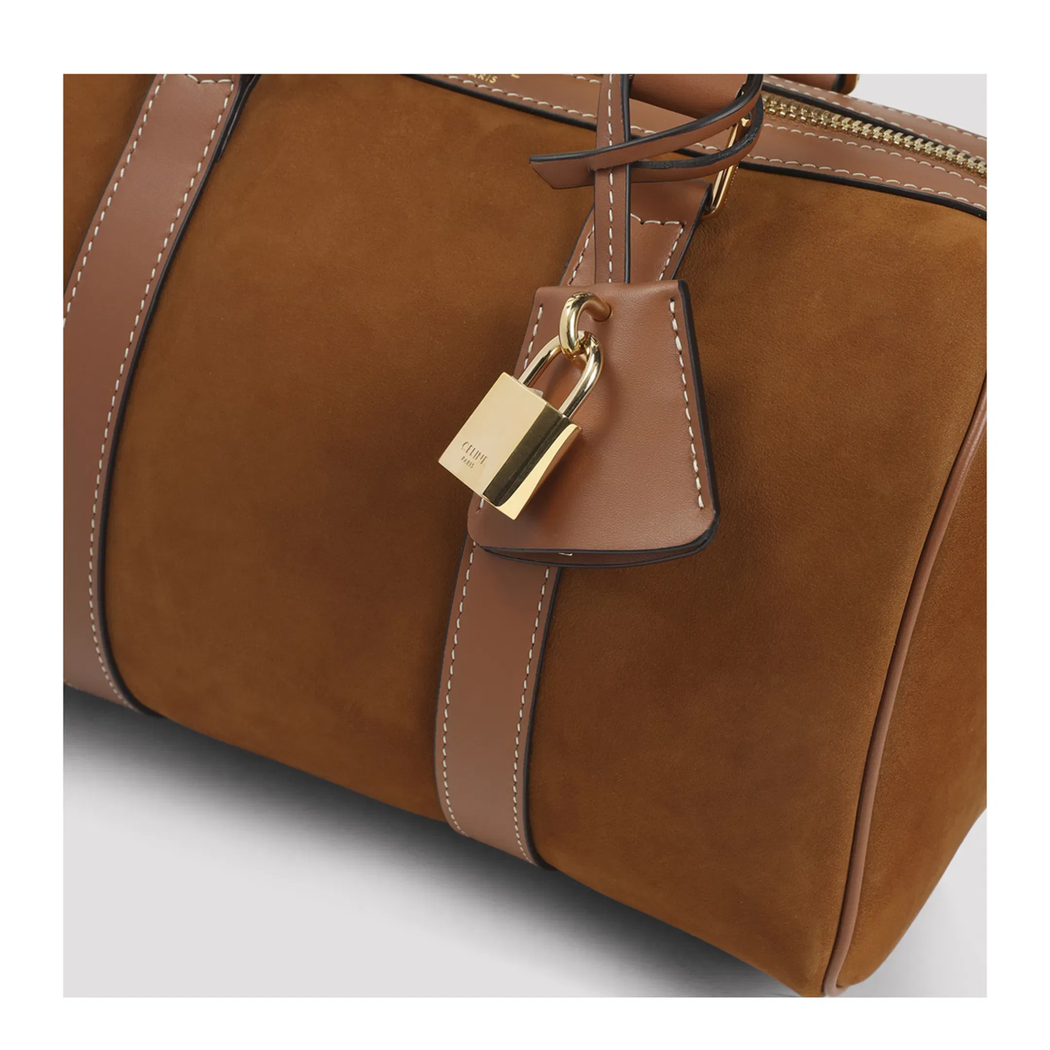 Medium Boston Nubuck Calfskin Handbag Brown