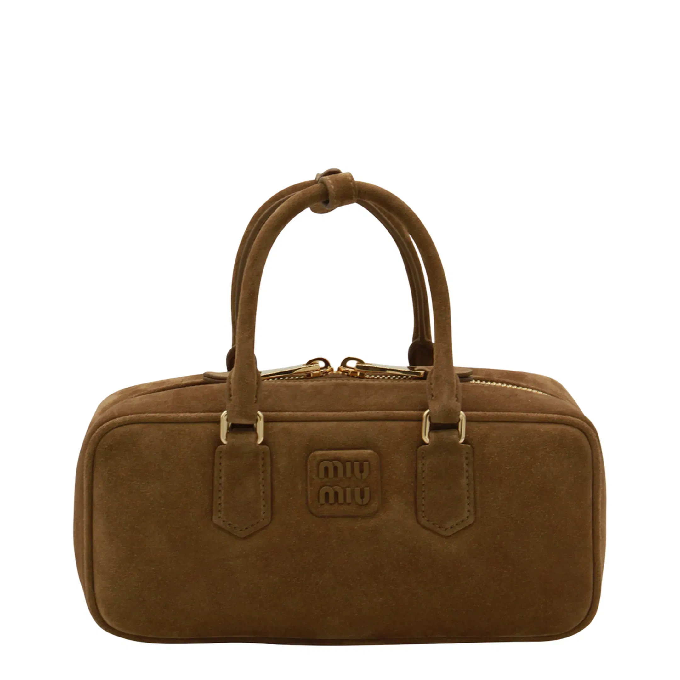 Arcadie Suede Leather Handbag Brown