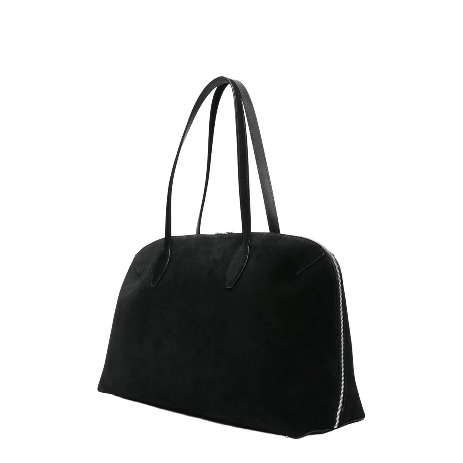 Suede Leather Tote Bag in Black
