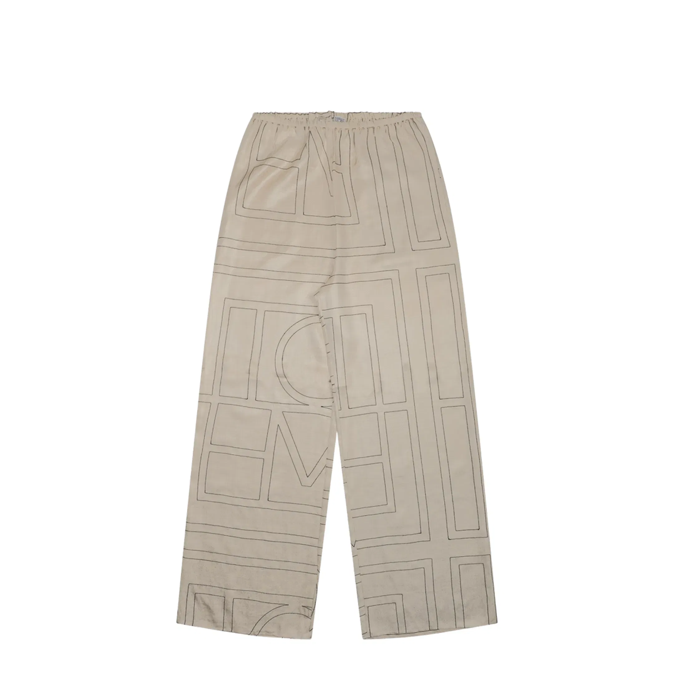 White Pants with All-Over Monogram in Silk