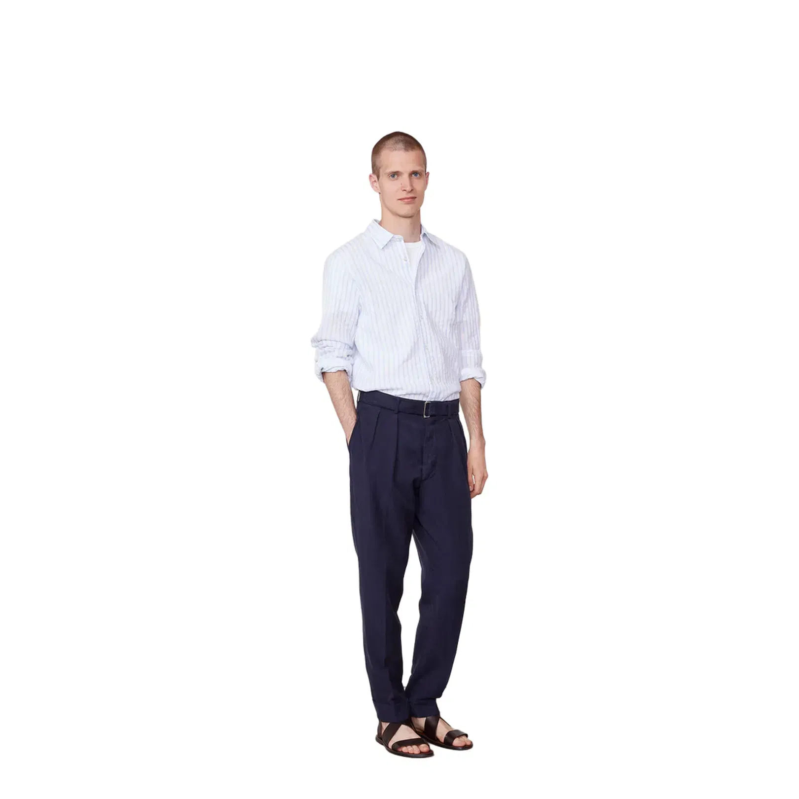 Pierre Cotton-linen Pants In Blue