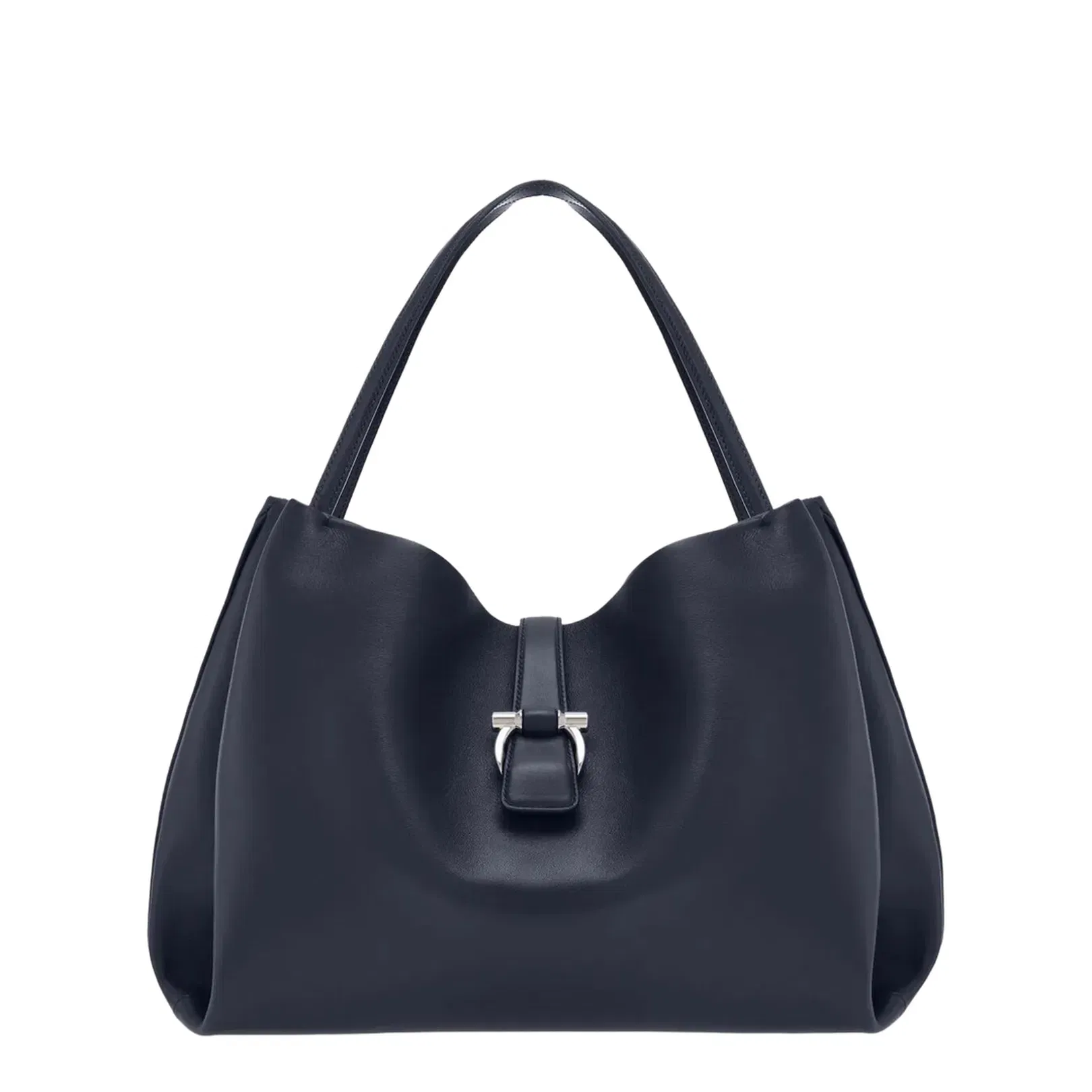 Large Leather Softened Tote Bag Blue