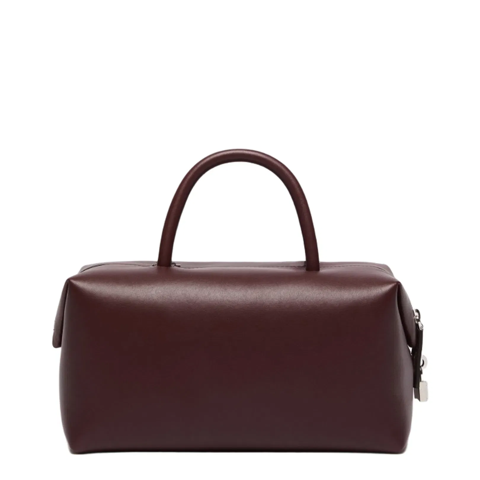 Medium Natural Leather Bowler Bag Bordeaux