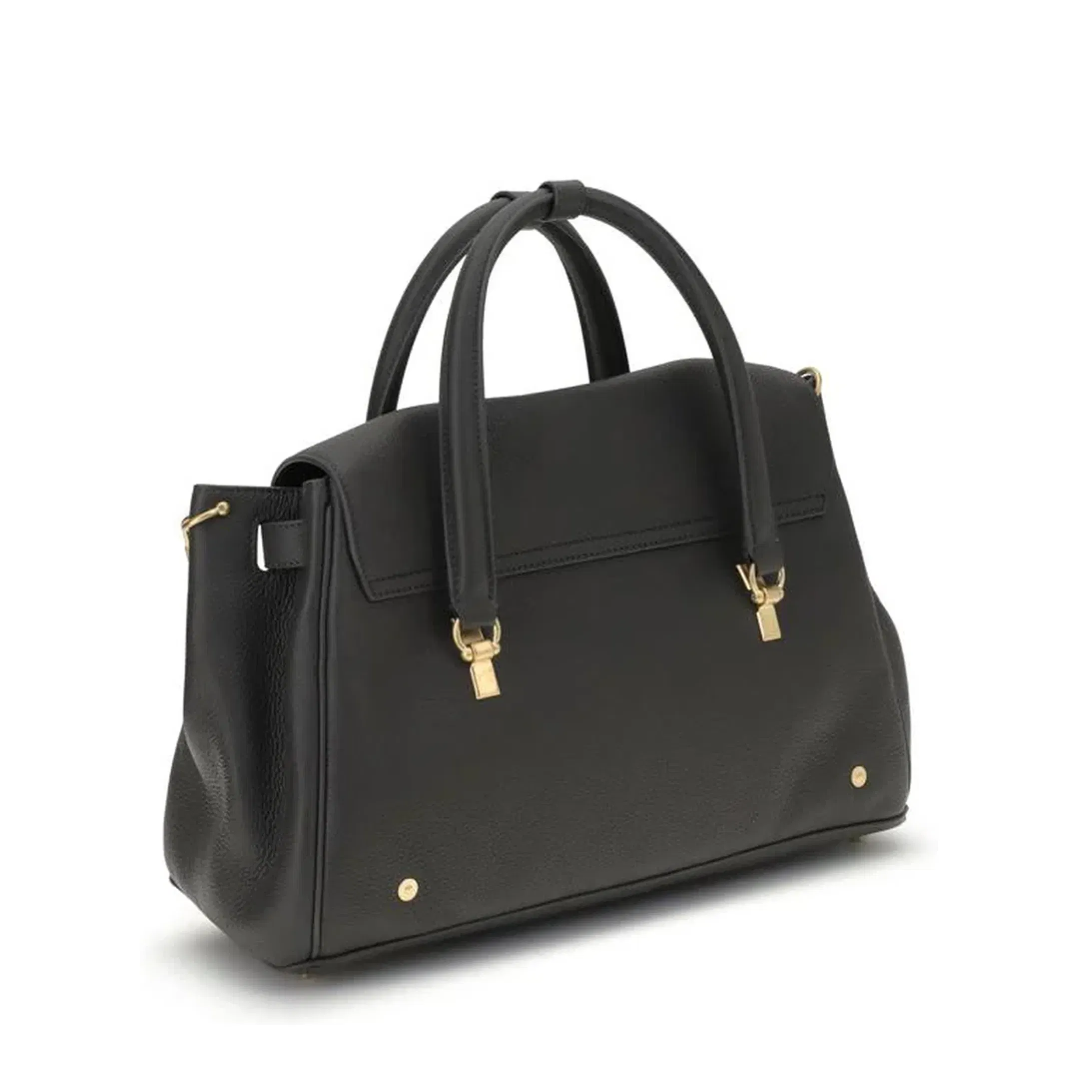 Leather Chain Strap Shoulder Bag Black