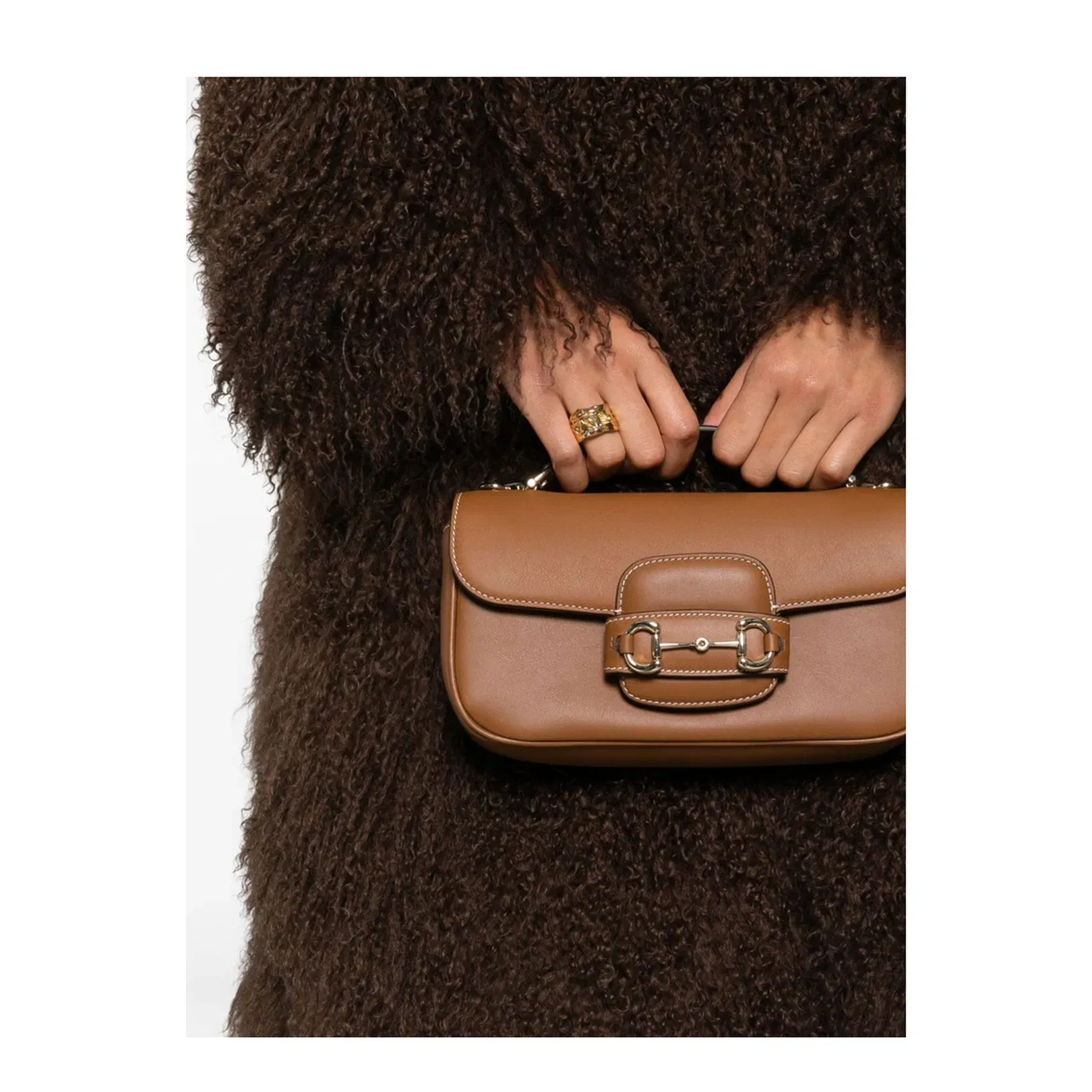 Horsebit 1955 Small Handle Bag Silk Nylon Brown
